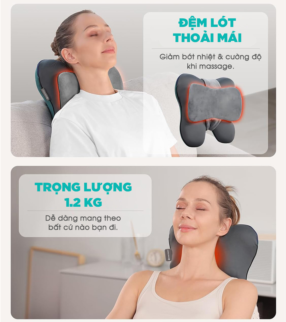 Mô tả Gối Massage Đa Năng Nhiệt Hồng Ngoại KINGTECH KP-500 - Chuyên Sâu Cổ Vai Gáy, Thắt Lưng - Chính Hãng - 7