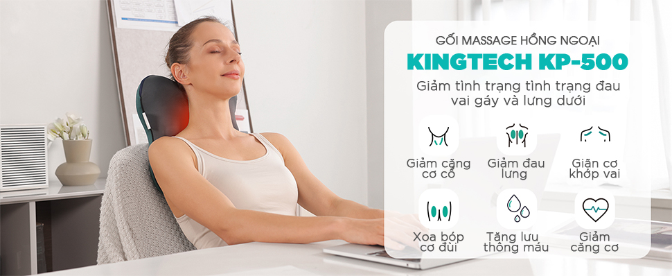 Mô tả Gối Massage Đa Năng Nhiệt Hồng Ngoại KINGTECH KP-500 - Chuyên Sâu Cổ Vai Gáy, Thắt Lưng - Chính Hãng - 1
