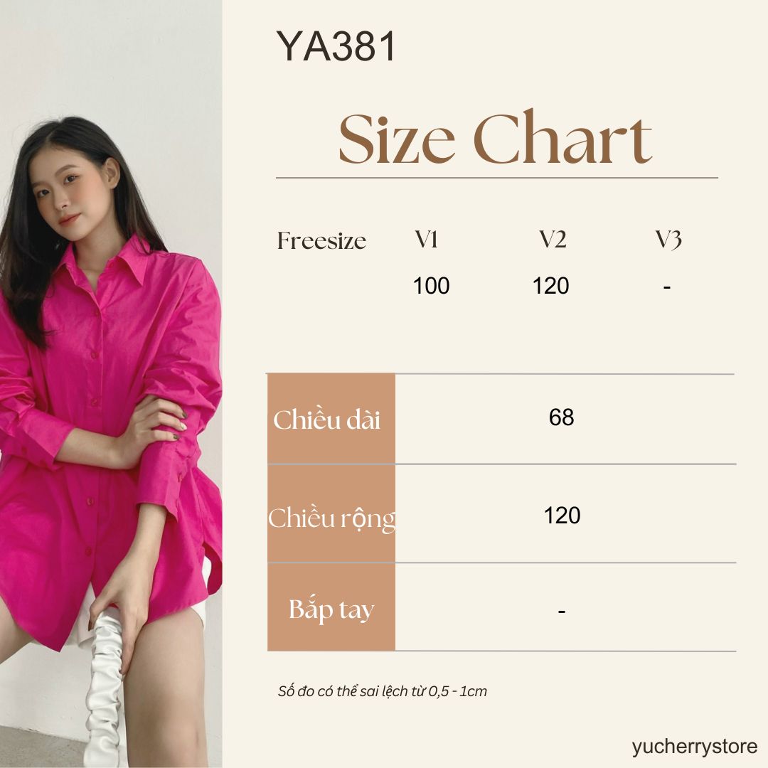 Mô tả YU CHERRY | Áo sơ mi nữ tay dài, áo somi nữ form rộng, có thể mặc giấu quần Basic Cotton Shirt YA381 - 1