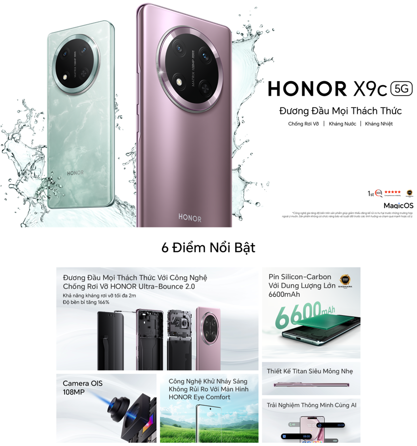 Mô tả Điện thoại HONOR X9c 5G 12GB + 256GB | Màn hình 6.78" |Pin 6600mAh, Camera 108MP | Bảo hành 24 Tháng - 2