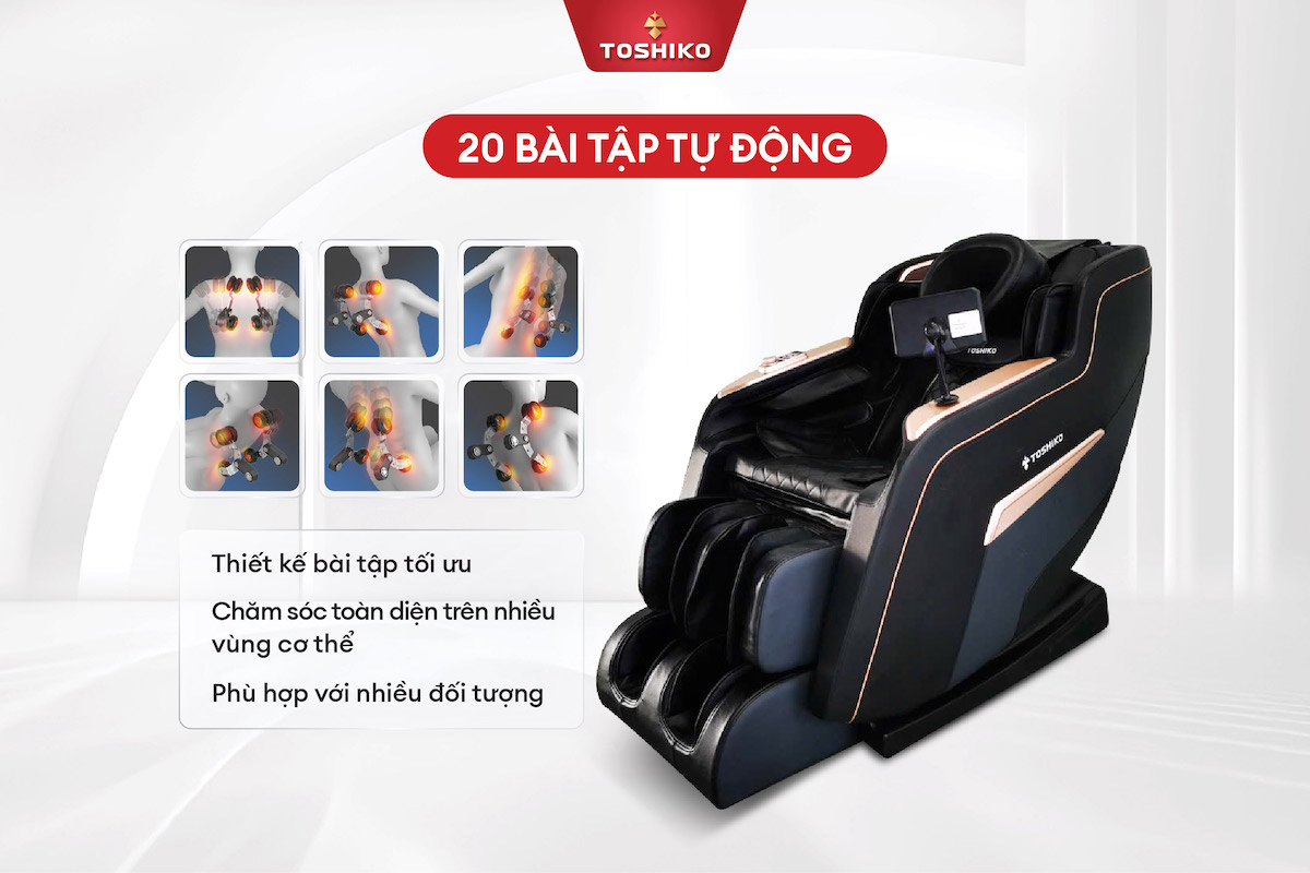 20 bài tập tự động ghế massage Toshiko T82