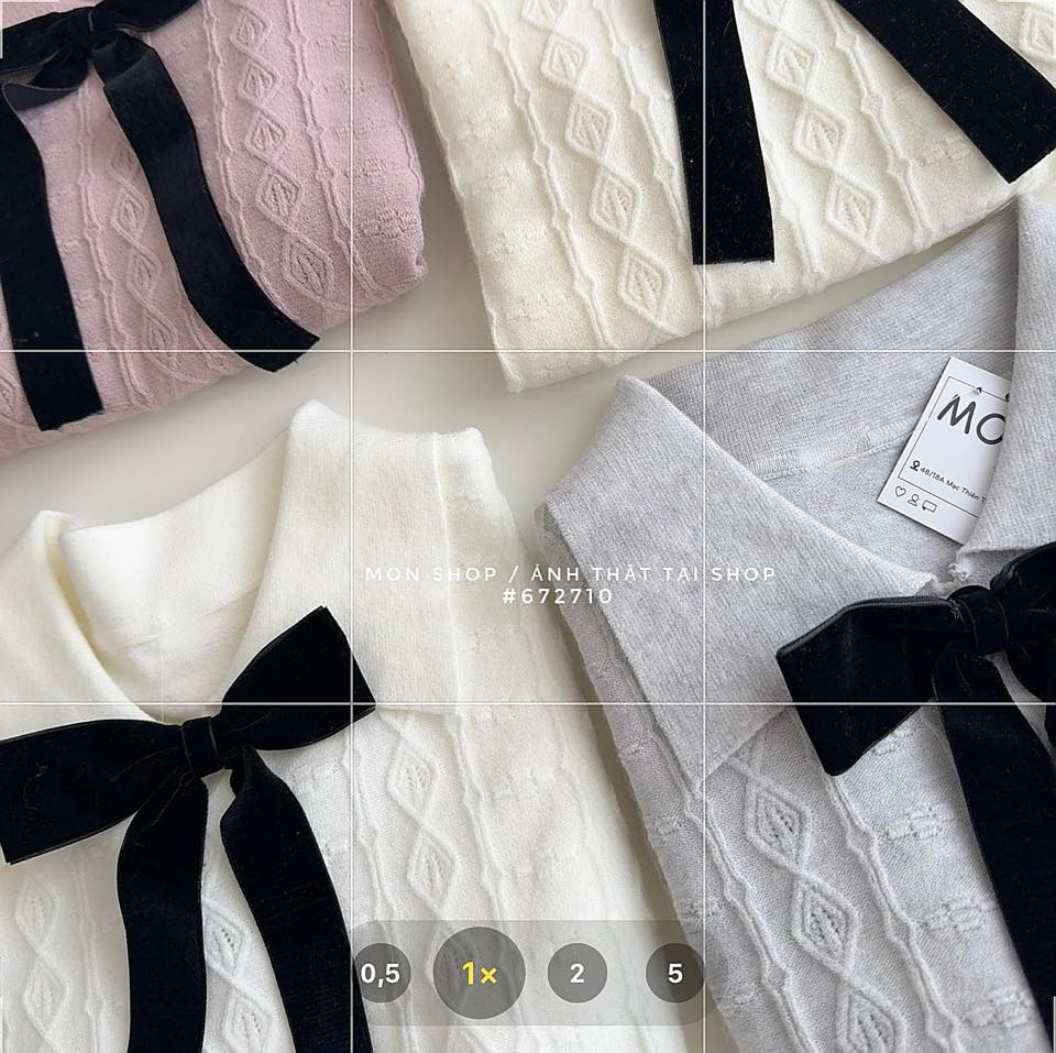 Áo len polo tay ngắn kèm nơ tiểu thư #672710 | Shopee Việt Nam