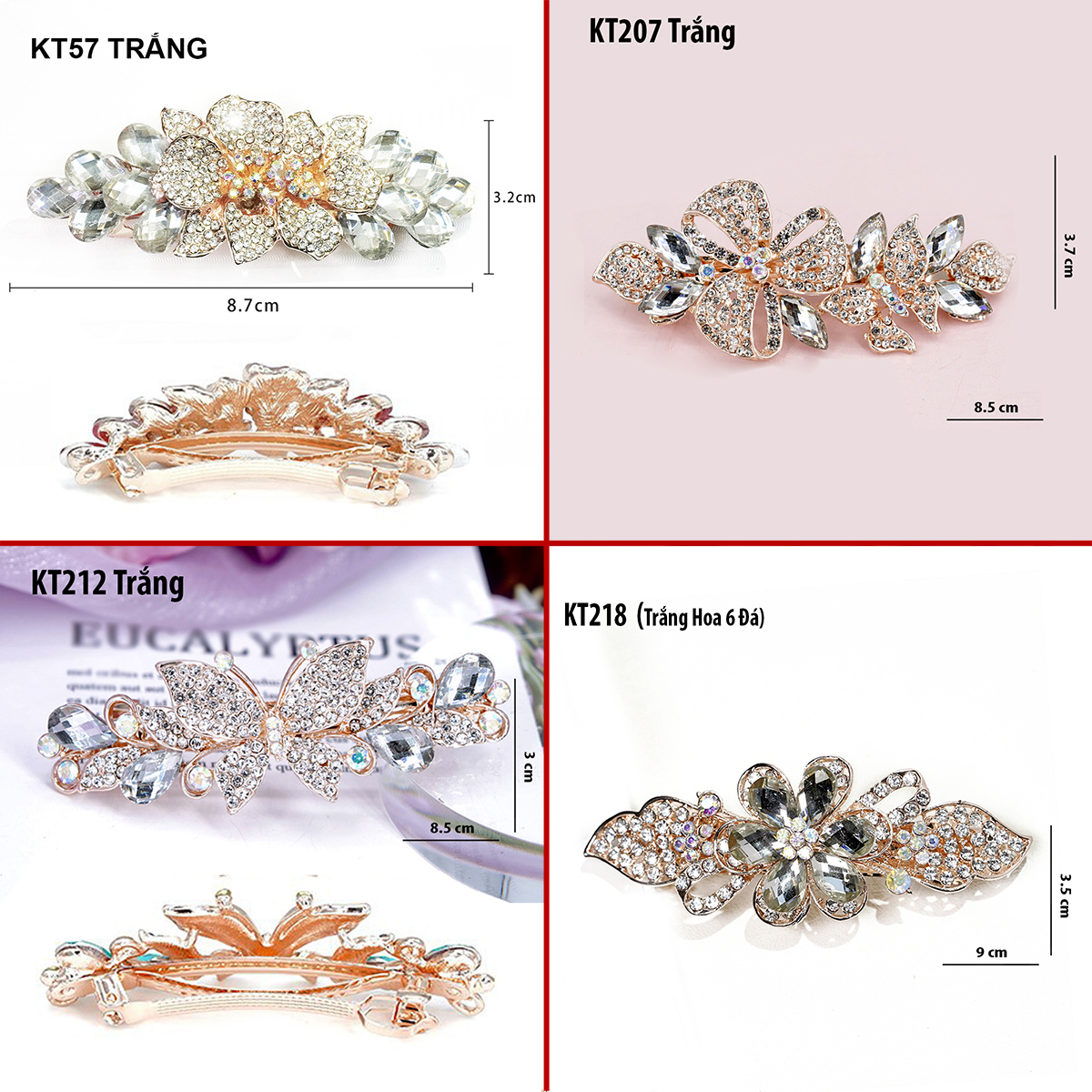 Mô tả GOTI – Phụ Kiện Nữ - Quà Tặng Mẹ, Bà, Người Lớn Tuổi Kẹp Tóc Hình Bông Hoa Đính Đá Nhiều Màu KT201 - 12