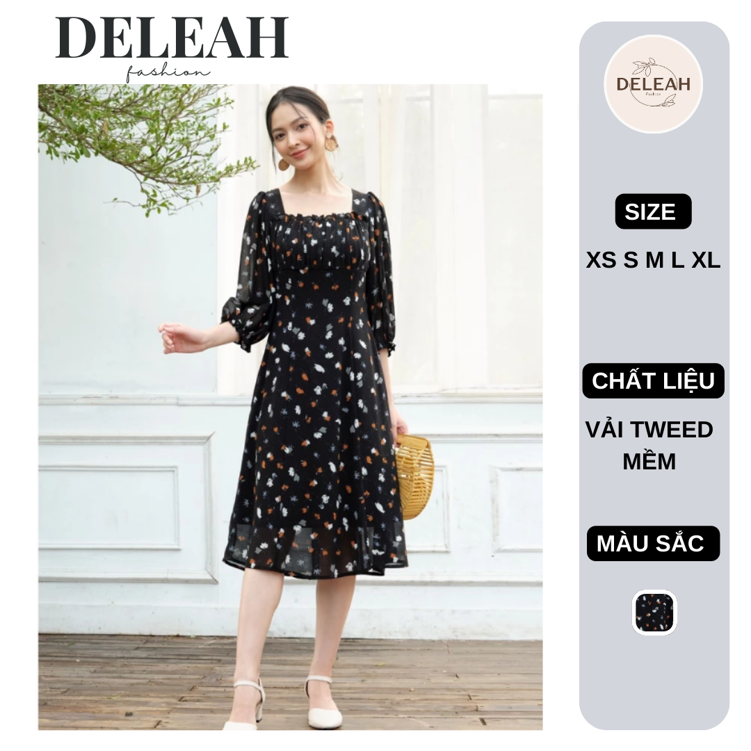 Mô tả De Leah - Đầm A Nhún Li Ngực Tay Lỡ - Thời Trang Thiết Kế - 1