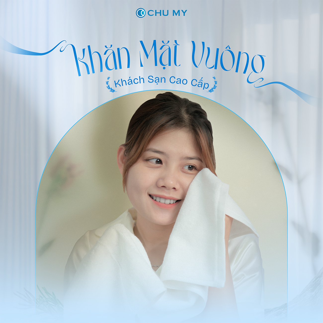 Mô tả Khăn trắng vuông CHU MY 100% cotton, tiêu chuẩn khách sạn 5 sao, đa dạng kích thước - 1