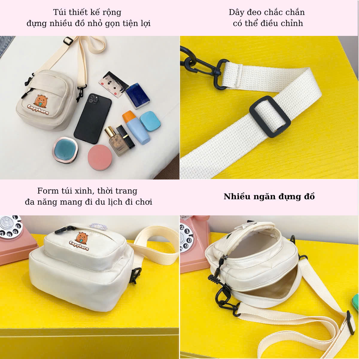 Túi đeo chéo mini canvas hoạ tiết hot cho bé trai bé gái đi chơi ngộ ...