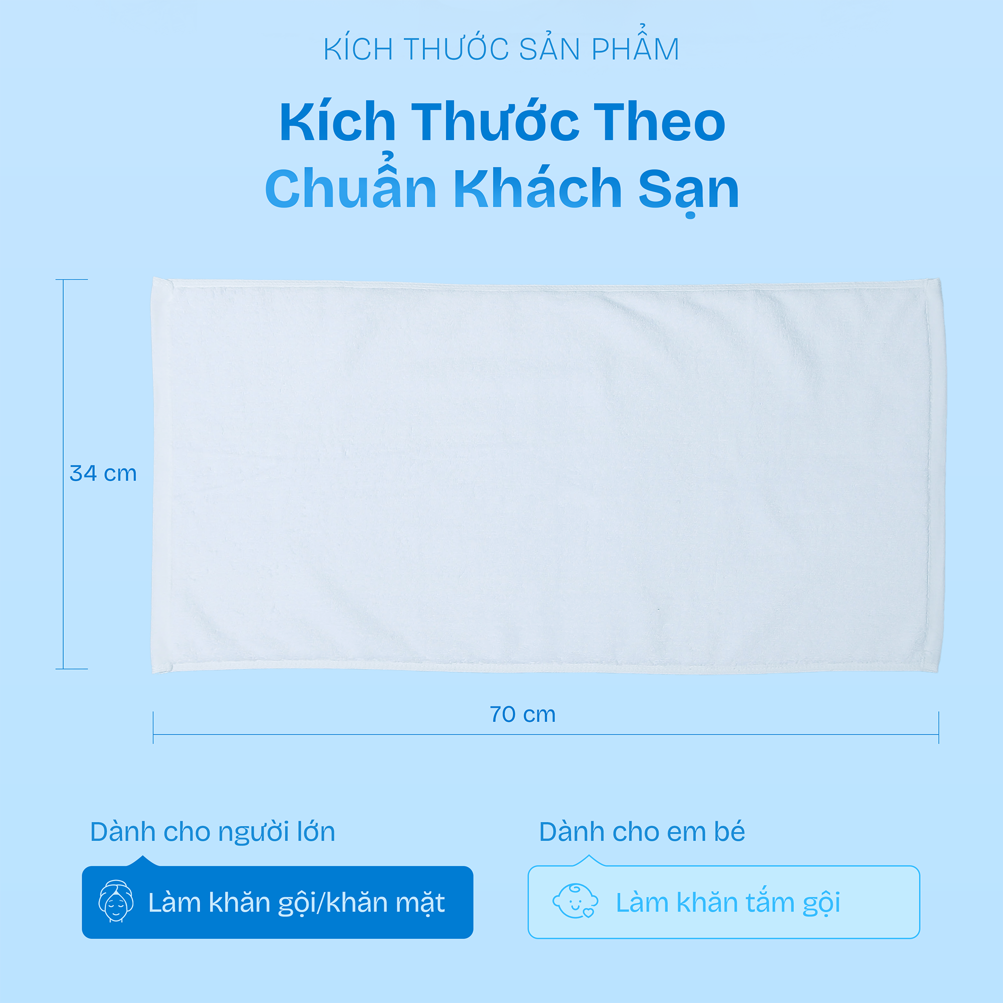 Mô tả Khăn mặt cotton CHU MY – Sạch, mềm, trắng chuẩn 5 sao, thấm hút vượt trội (34x70cm) - 2