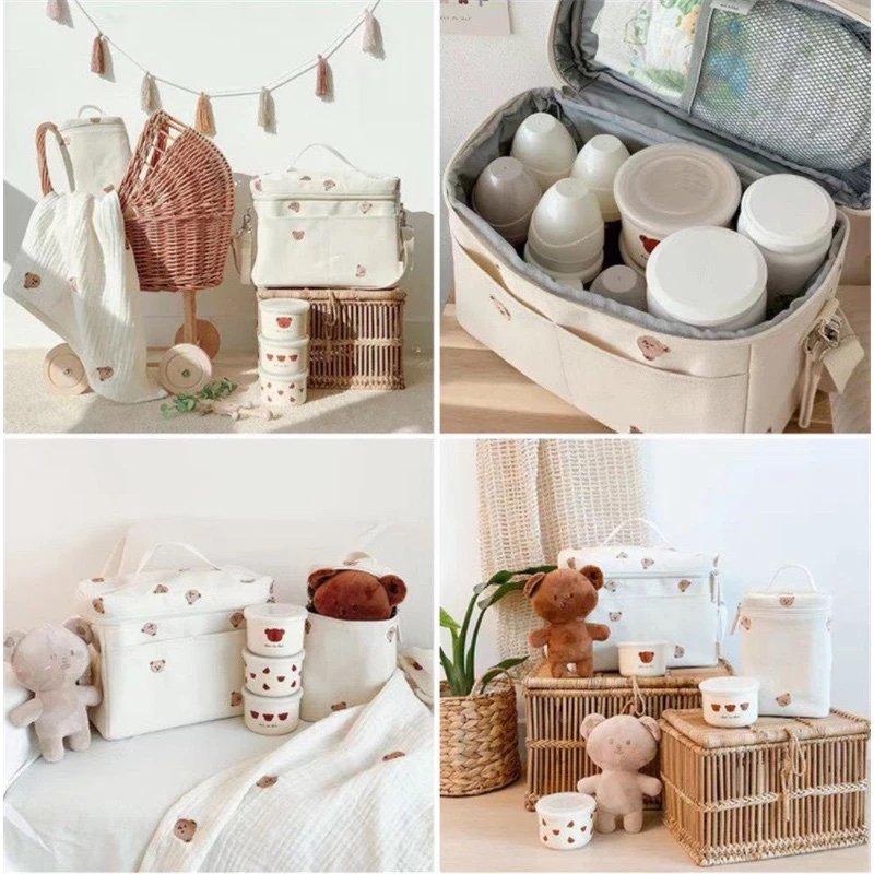 Mô tả Túi Bỉm Sữa KidsWorld Đựng Đồ Cho Mẹ Bé Thêu Gấu Đa Năng Nhiều Ngăn Phong Cách Hàn Quốc Sức Chứa Lớn - 11