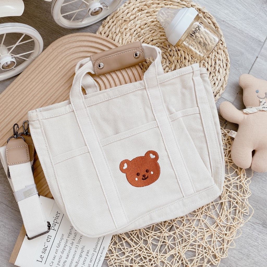 Mô tả Túi Bỉm Sữa KidsWorld Đựng Đồ Cho Mẹ Bé Thêu Gấu Đa Năng Nhiều Ngăn Phong Cách Hàn Quốc Sức Chứa Lớn - 2
