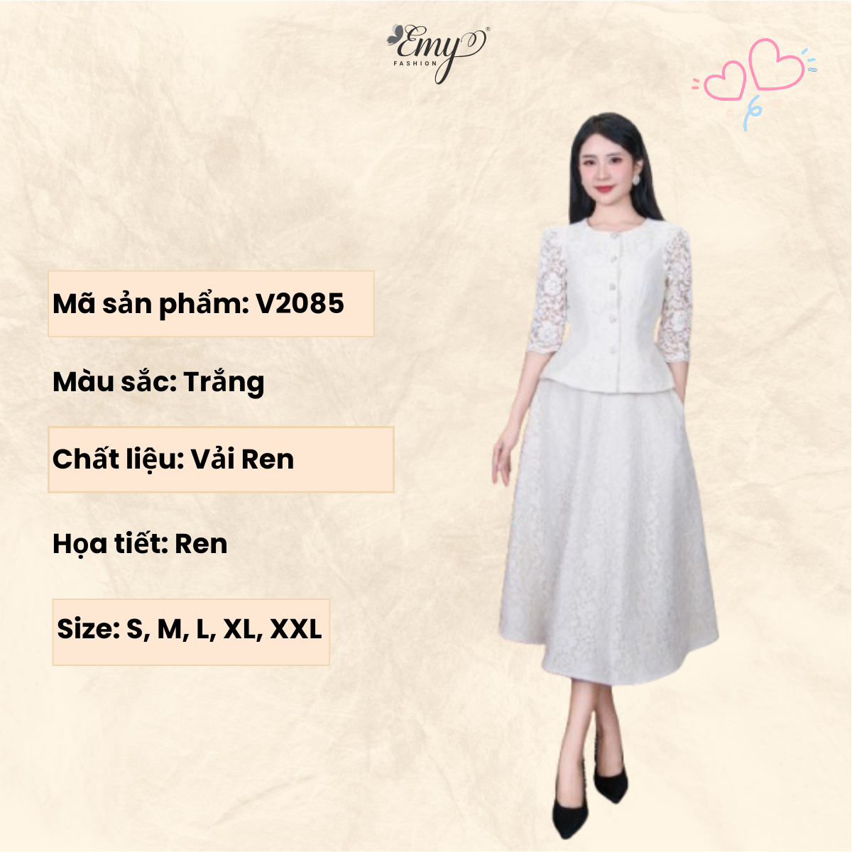 Mô tả Váy Thiết Kế EMY Thời Trang Cao Cấp V2085 Vải Ren Thun Sang Chảnh Đi Tiệc - 1