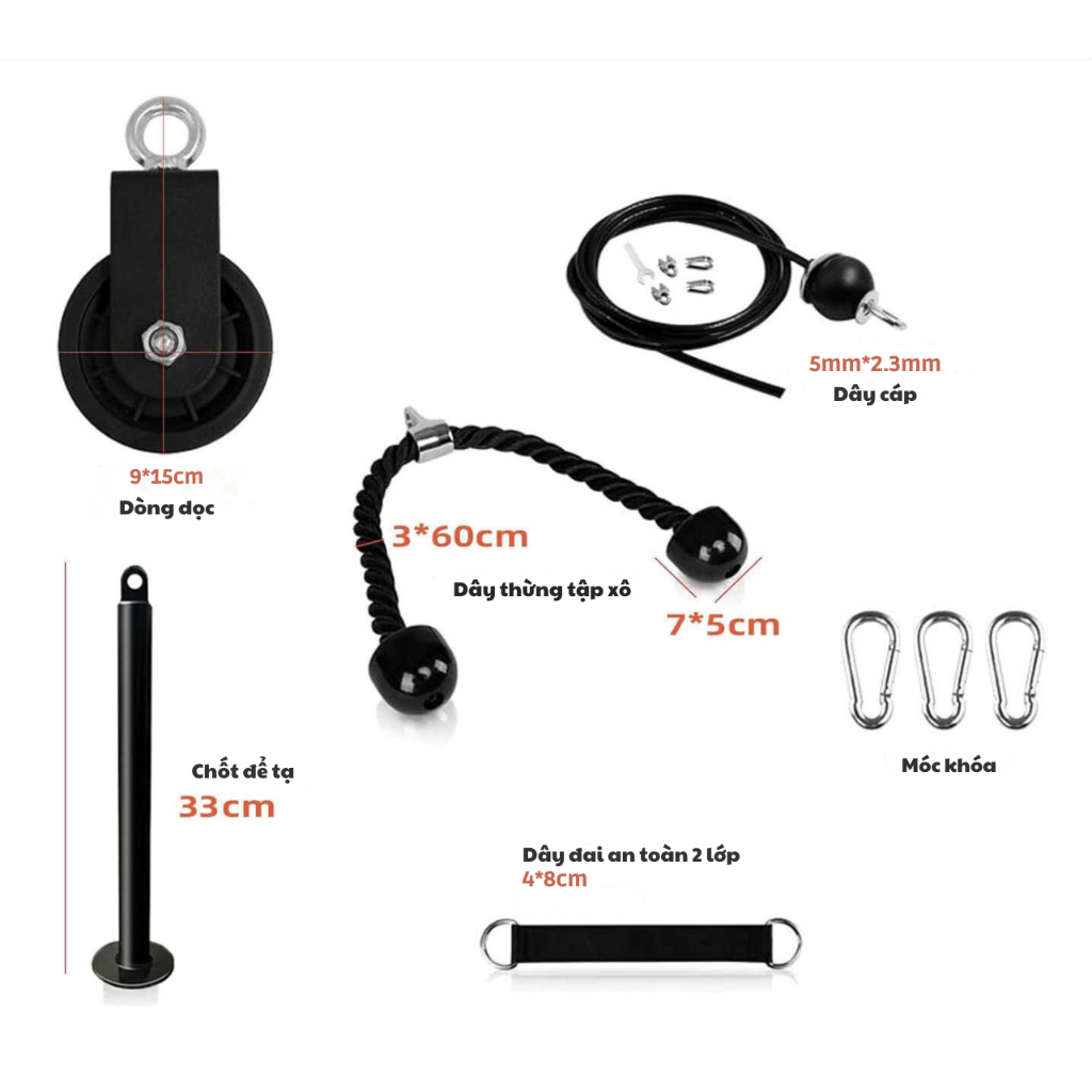 Bộ Dây Cáp Tập Gym Kéo Cáp Đa Năng Ròng Rọc Tập Xô Lưng Tay Vai ...
