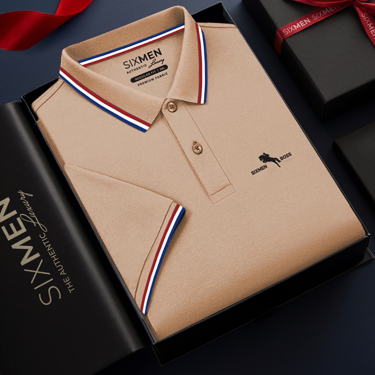 Mô tả Áo polo nam cao cấp có cổ [Tặng Kèm Hộp Quà] SIXMEN - 3RIM HORSE - Polo vải FeelMax thoáng mát - 1