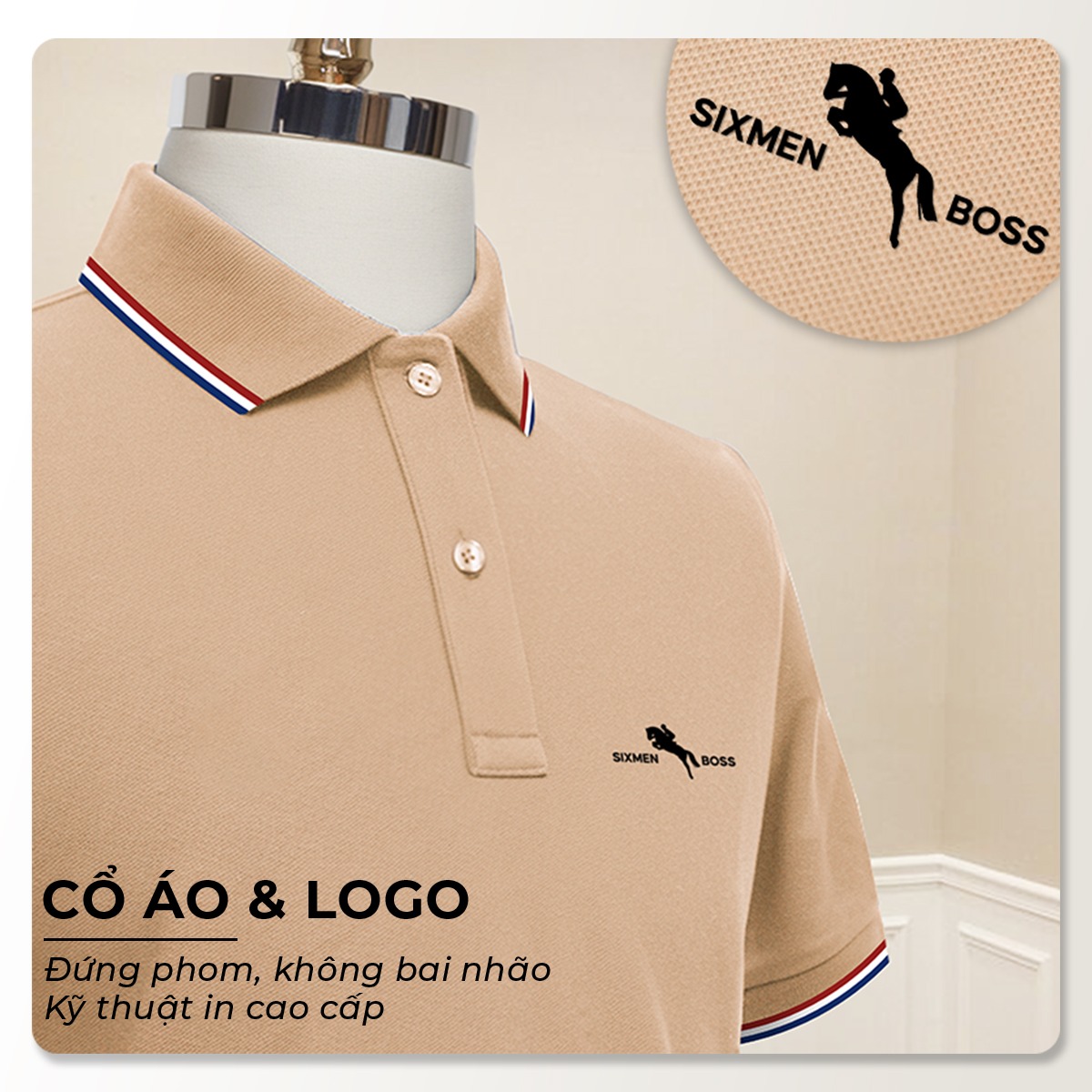 Mô tả Áo polo nam cao cấp có cổ [Tặng Kèm Hộp Quà] SIXMEN - 3RIM HORSE - Polo vải FeelMax thoáng mát - 6