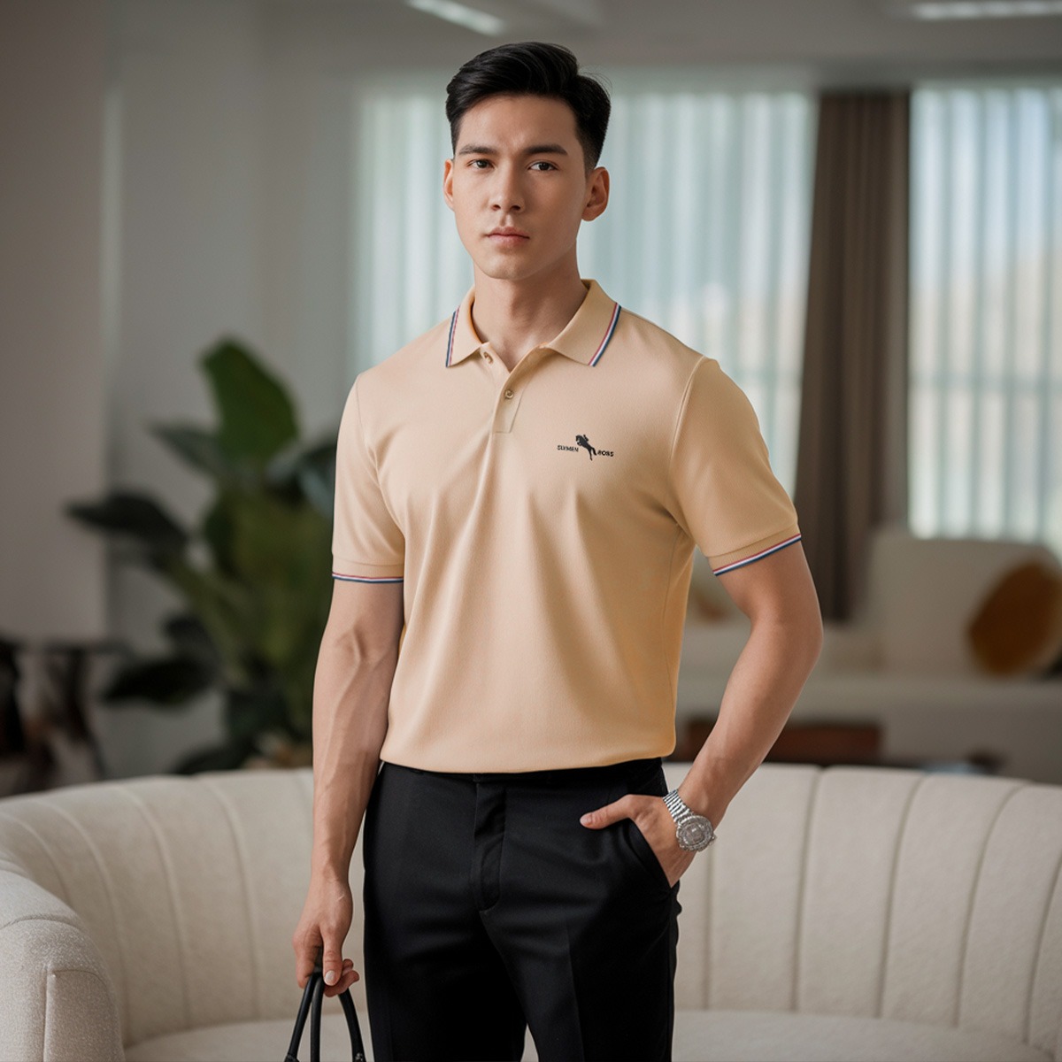 Mô tả Áo polo nam cao cấp có cổ [Tặng Kèm Hộp Quà] SIXMEN - 3RIM HORSE - Polo vải FeelMax thoáng mát - 3