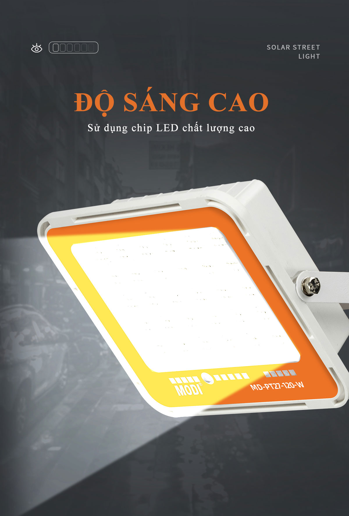 Mô tả Đèn Năng Lượng Mặt Trời MODI SOLAR 80W, 120W, 240W, 360W Ánh Sáng Trắng Điều Khiển Từ Xa - 4