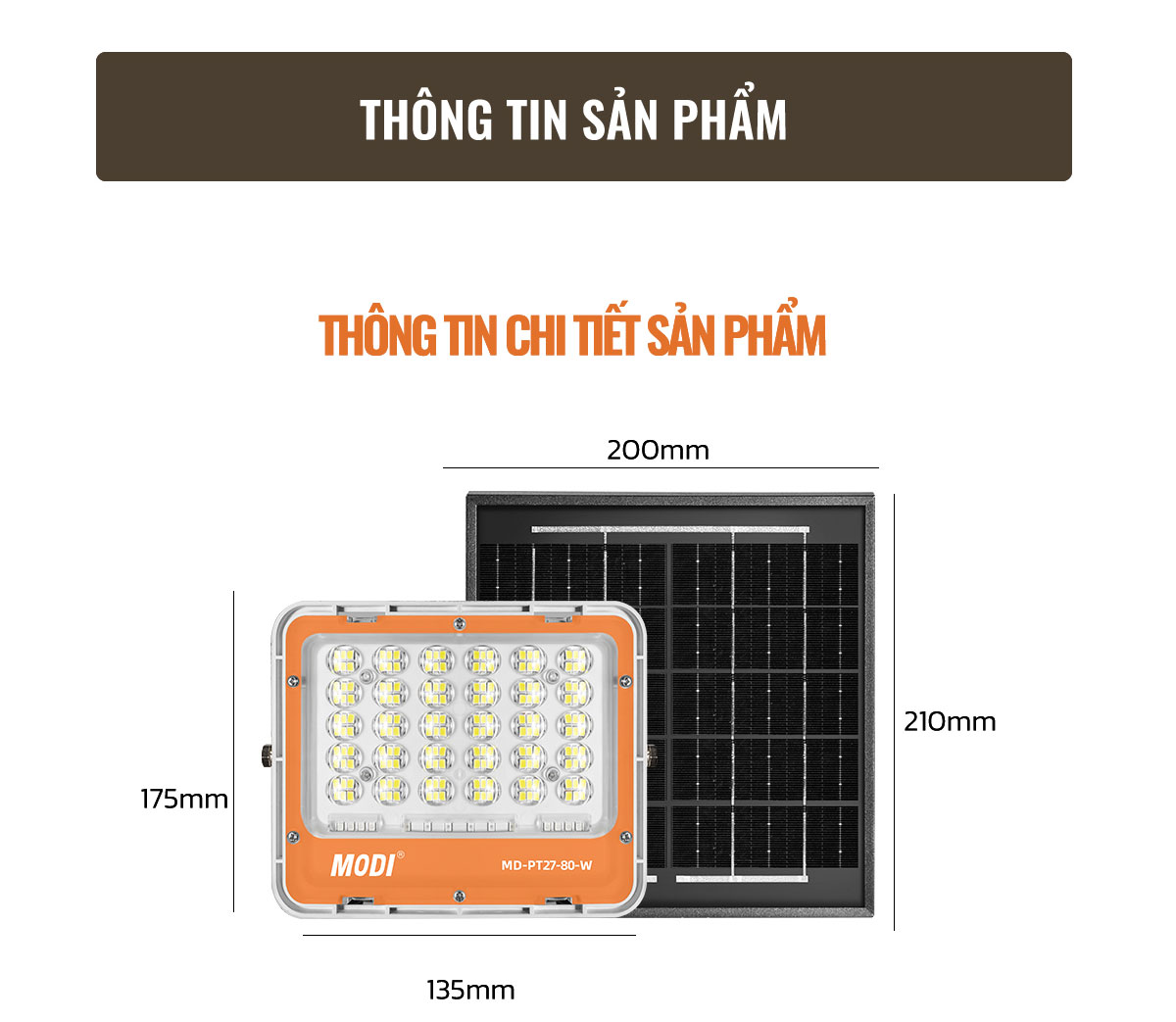 Mô tả Đèn Năng Lượng Mặt Trời MODI SOLAR 80W, 120W, 240W, 360W Ánh Sáng Trắng Điều Khiển Từ Xa - 8