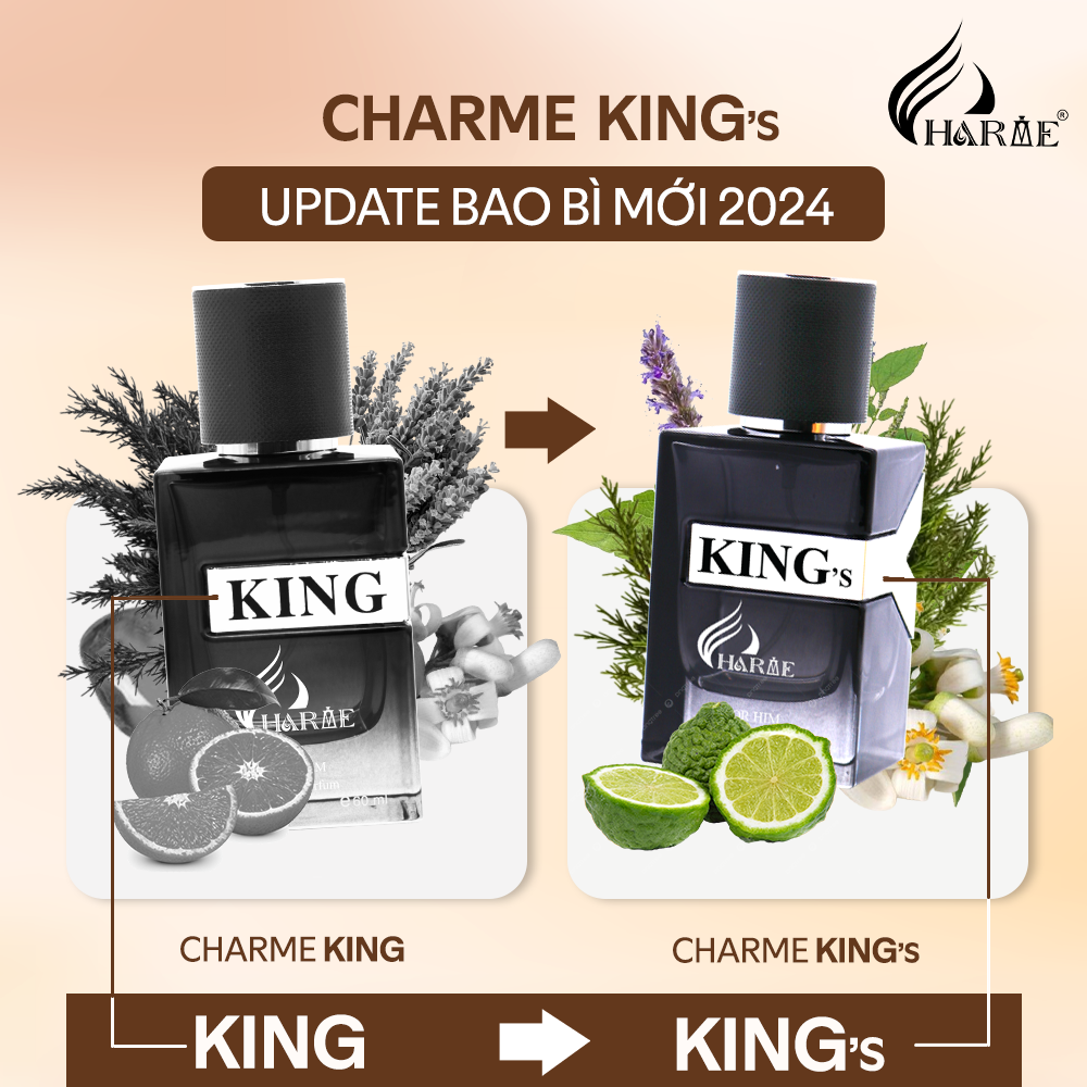 Mô tả Nước Hoa Nam Charme King 60ml Chính Hãng, Lưu Hương Lâu Phong Cách Lịch Lãm, Ôn Hoà, Sang Trọng - 1