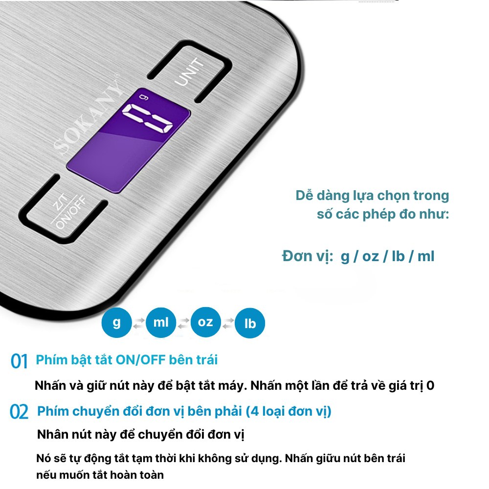 Mô tả Cân tiểu ly điện tử mini SOKANY SK-19026, nhỏ gọn, độ chính xác siêu cao, màn hình LCD. - 3