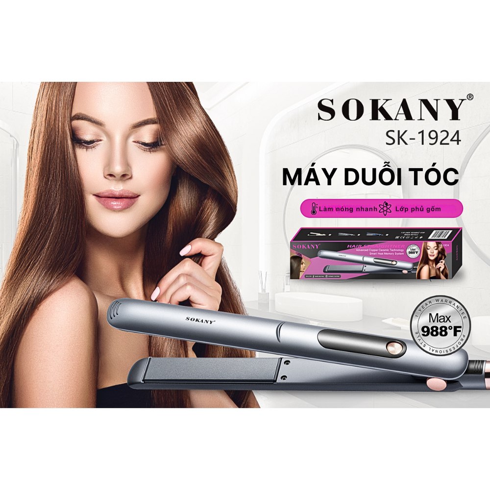 Mô tả Máy duỗi tóc 2IN1 SOKANY SK-1924, làm nóng nhanh, tạo kiểu dễ dàng giúp bảo vệ tóc khỏi hư tổn - 1
