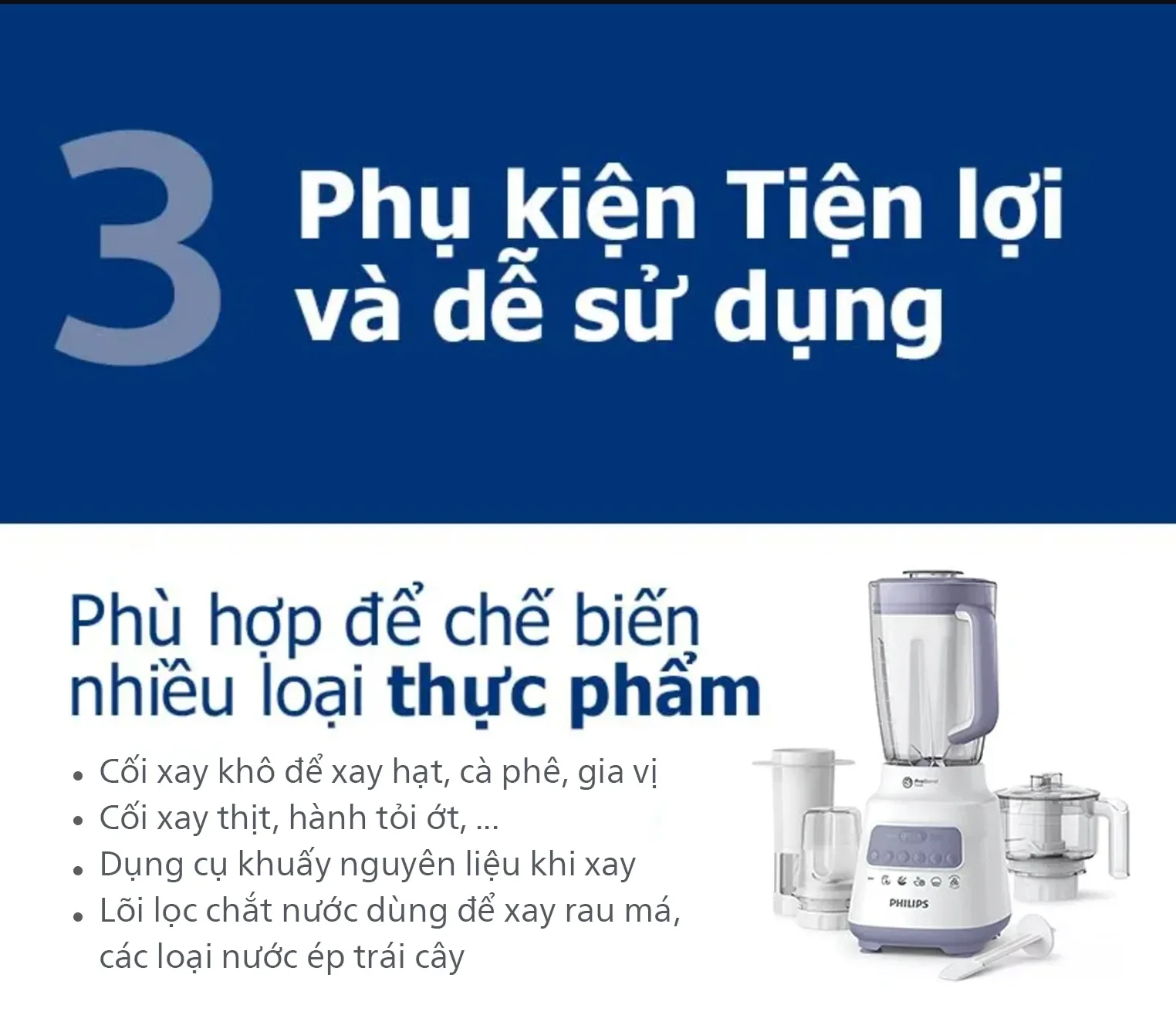 Mô tả Máy xay sinh tố Philips HR2223 HR2223/00 bộ 3 cối xay nhựa, 5 chế độ cài đặt sẵn, nghiền mịn đá - Hàng chính hãng - 6