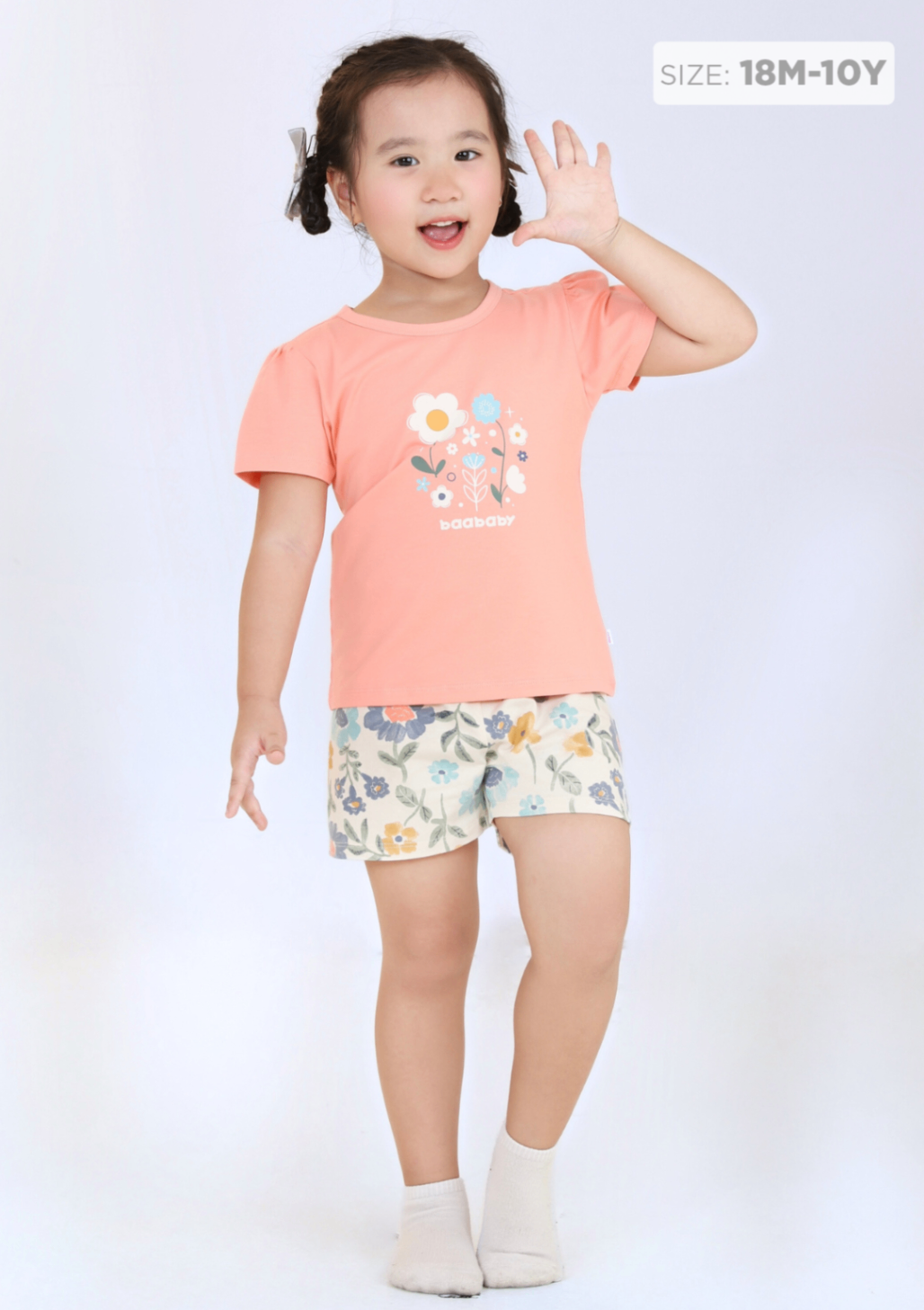 Mô tả Đồ bộ cho bé gái Baa Baby chất liệu 100% Cotton mềm mịn, thoáng mát cho bé từ 1 đến 10 tuổi - DB04N - 1