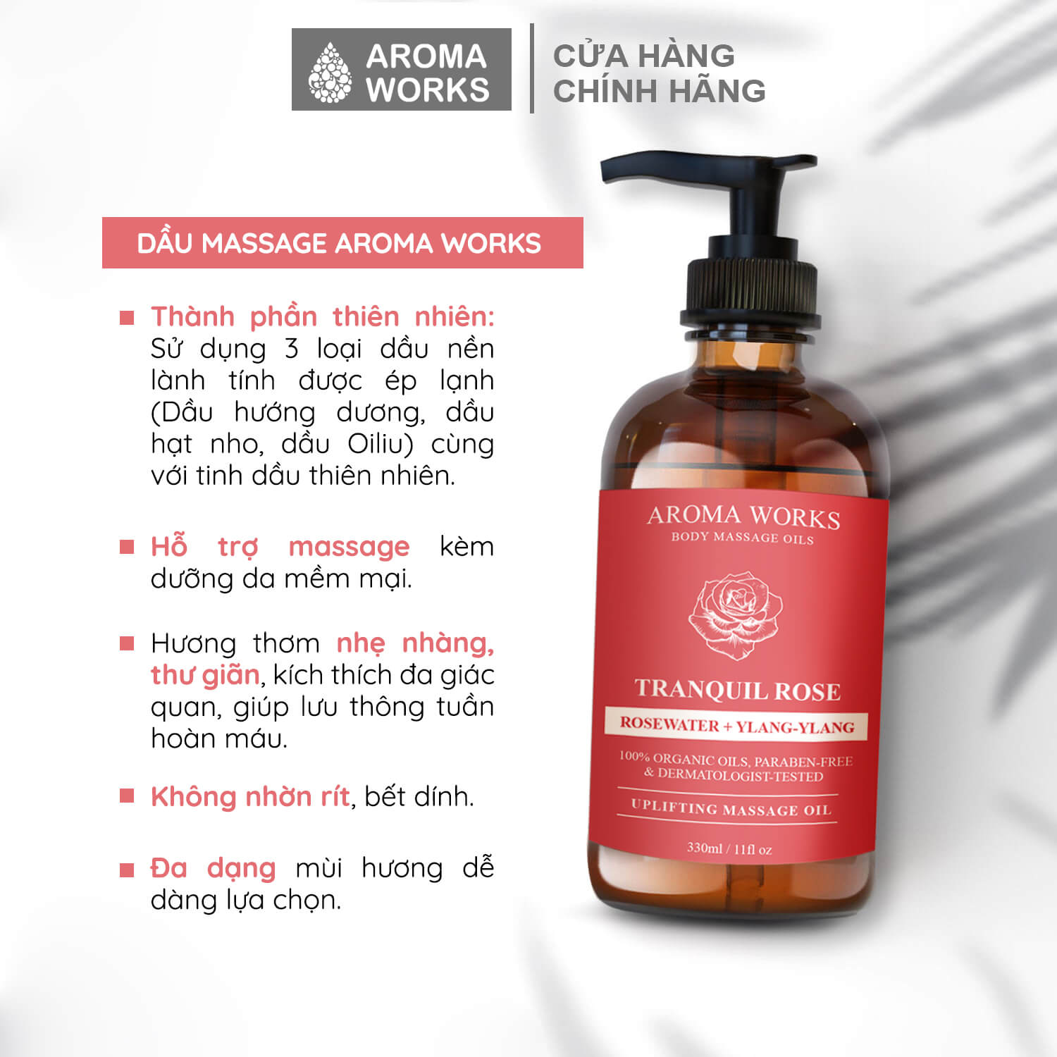 Mô tả Dầu Massage Toàn Thân Aroma Works – Thư Giãn Cơ Thể & Dưỡng Da Với Tinh Dầu Thiên Nhiên - 2