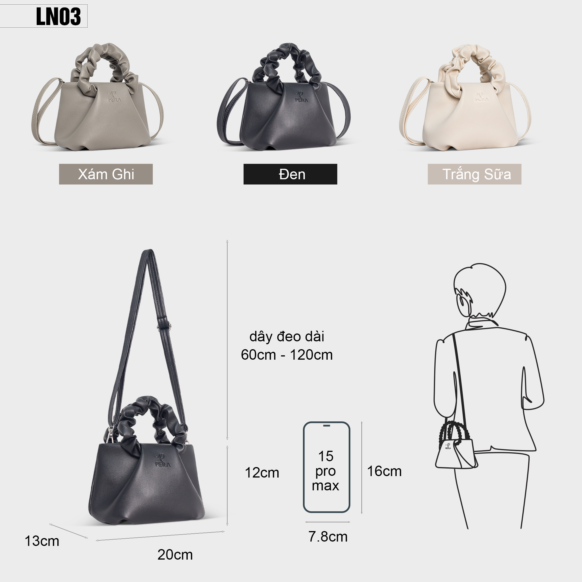 Mô tả TÚI XÁCH NỮ THỜI TRANG MINI CẦM TAY PETLA LN03 - 2
