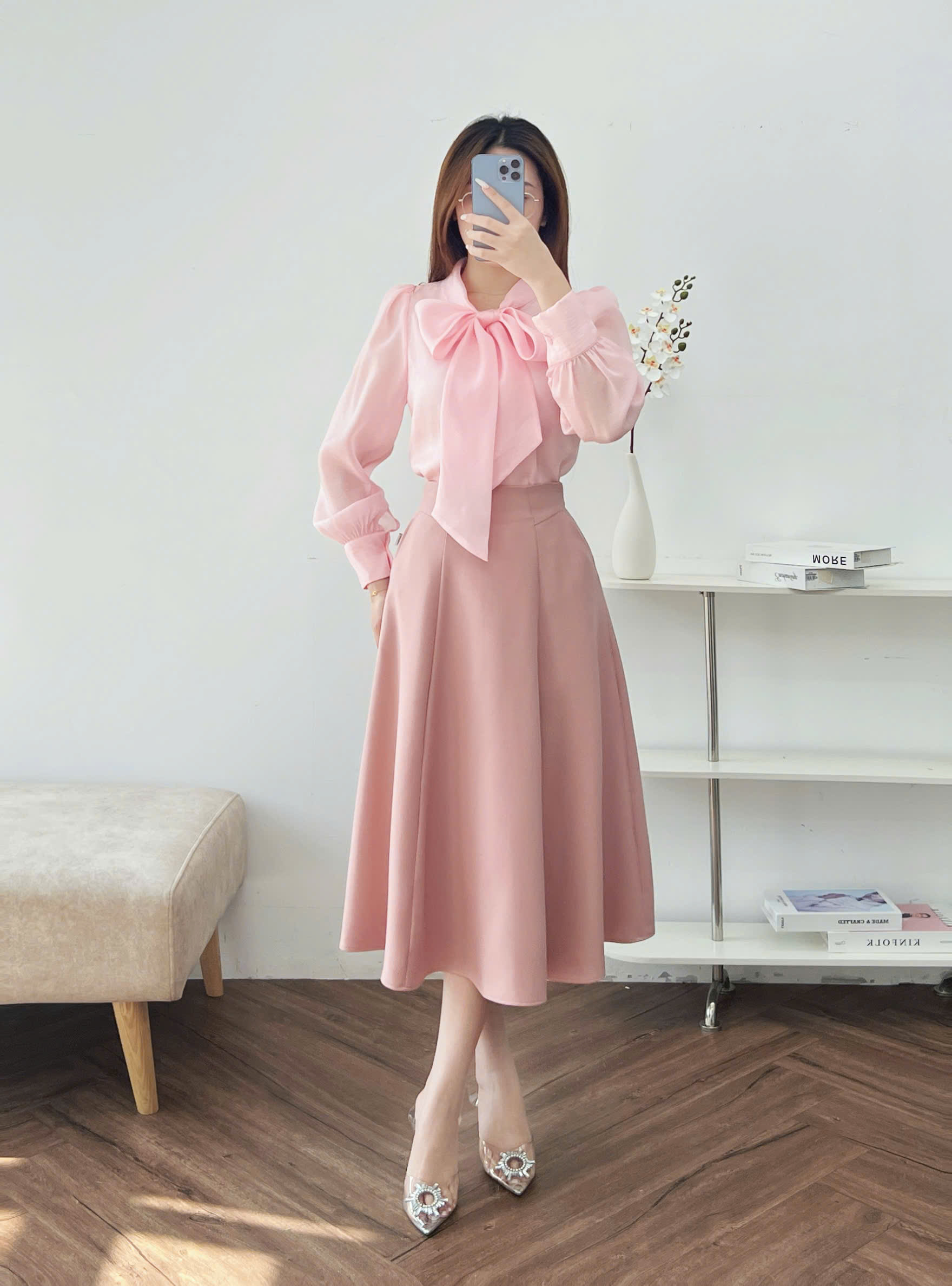 Mô tả Chân Váy 𝐂𝐂𝐇𝐀𝐓 Kiểu Cạp Bổ 7 Mảnh Dáng Xòe Chất Tuytsi Mềm Mịn 93CDS2007XT - 6