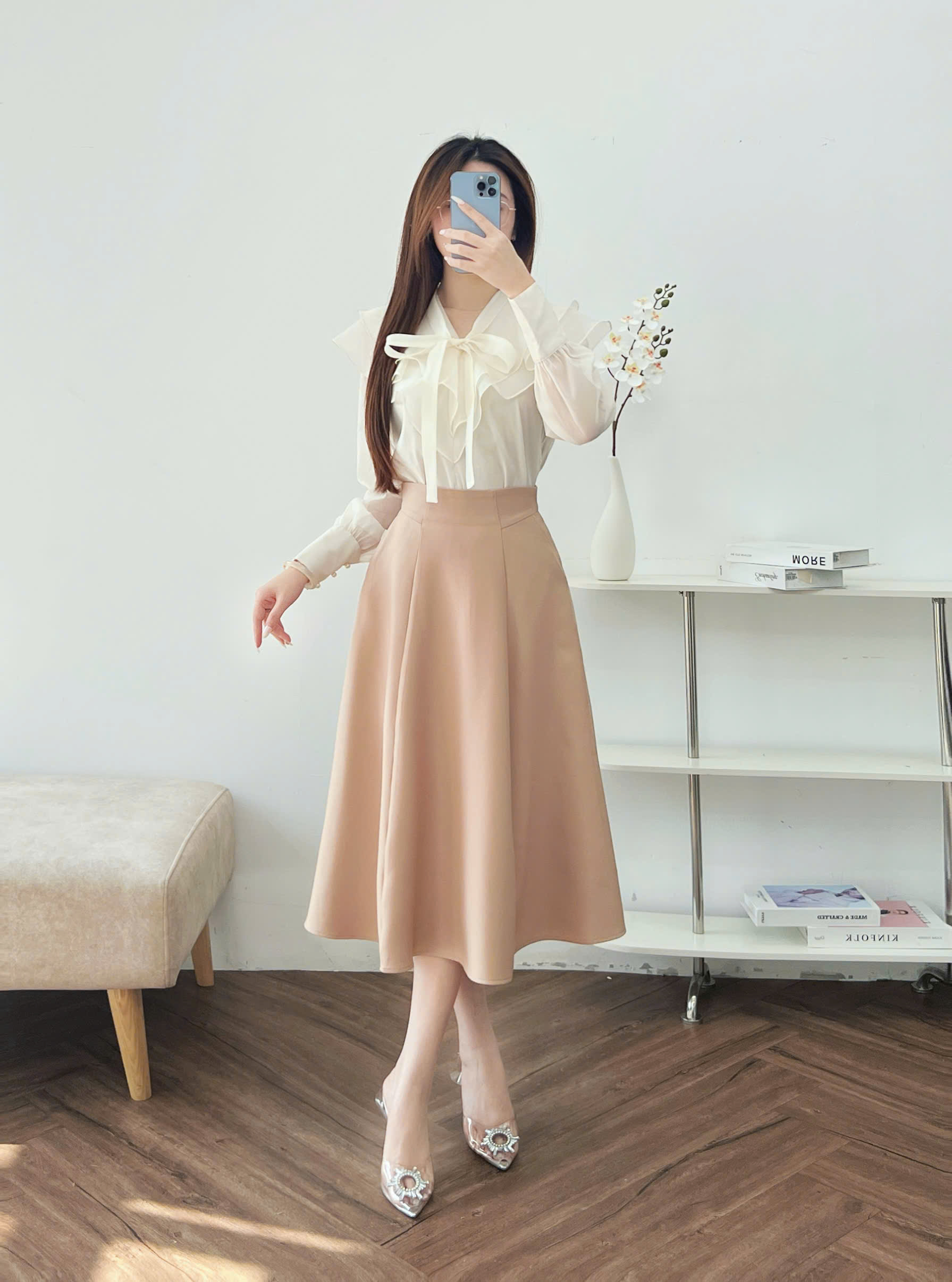 Mô tả Chân Váy 𝐂𝐂𝐇𝐀𝐓 Kiểu Cạp Bổ 7 Mảnh Dáng Xòe Chất Tuytsi Mềm Mịn 93CDS2007XT - 7