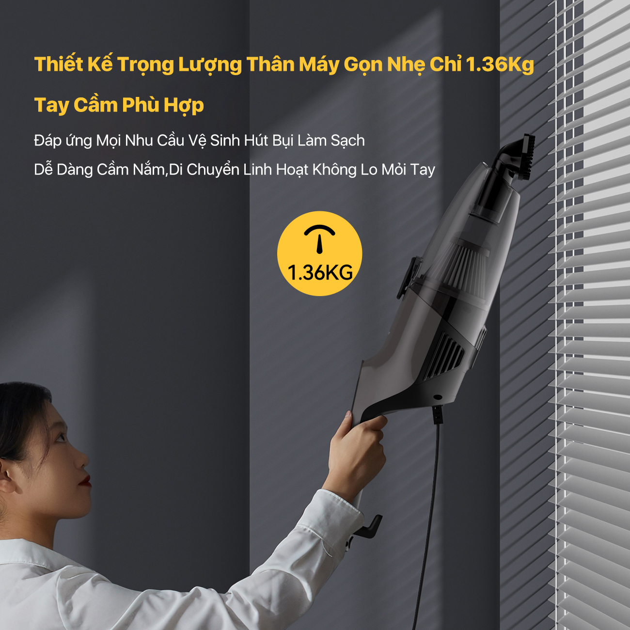 Mô tả Máy hút bụi cầm tay Deerma DX120C đen lực hút 16000pa, công suất 600W phiên bản mới 2025 - Bảo hành 12 tháng - 4