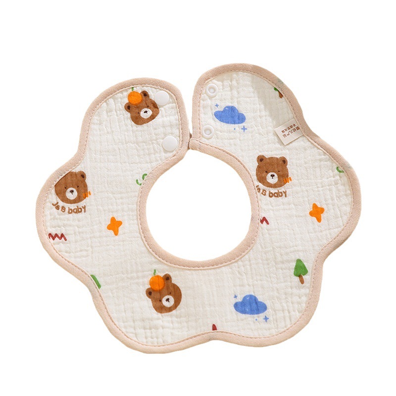 Mô tả Yếm dãi, yếm ăn dặm tròn xoay 360 chất liệu Muslin thấm hút tốt nhiều màu sắc - 1