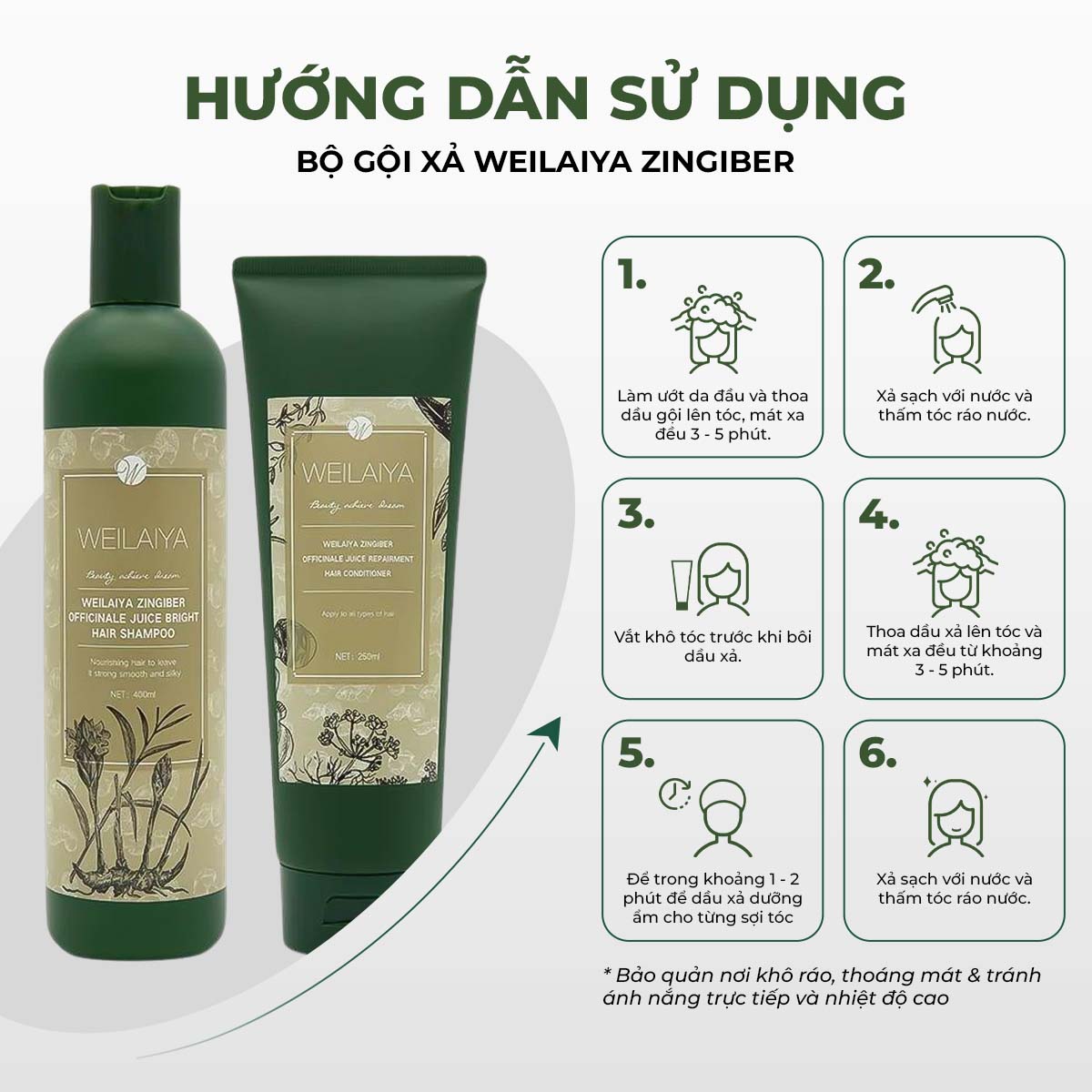 Mô tả Bộ gội xả chính hãng Weilaiya tinh chất gừng hà thủ ô hỗ trợ mọc tóc ngăn rụng tóc dành cho da khô - 3