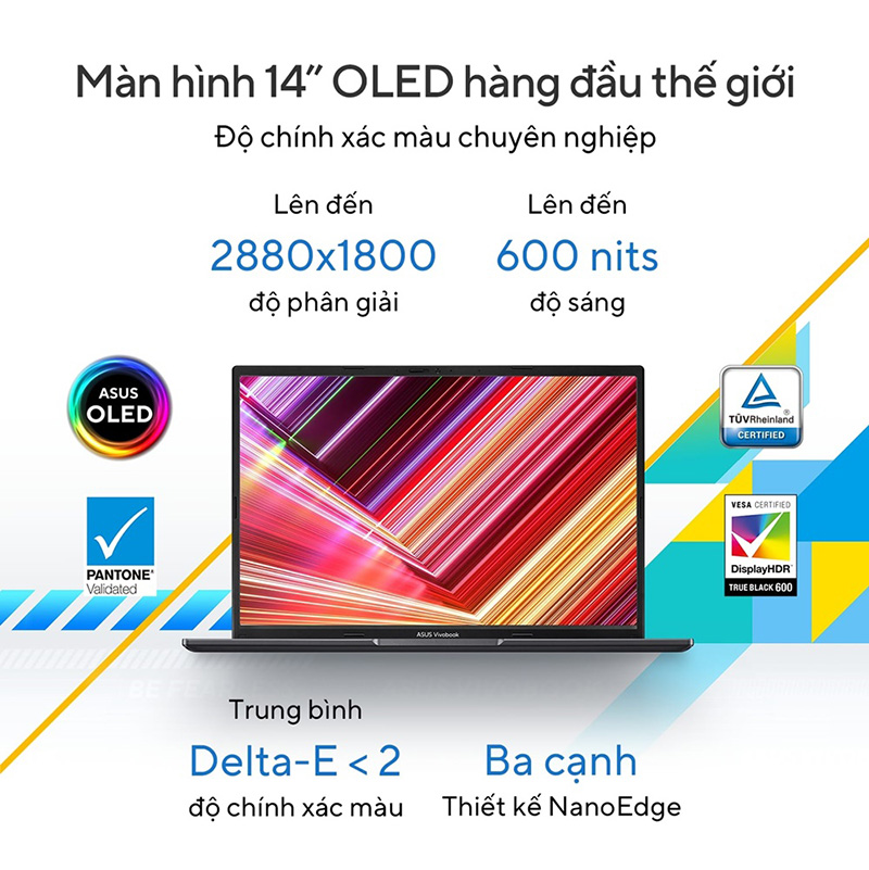 Mô tả Laptop Asus Vivobook 14 OLED A1405ZA-KM264W Core i5-12500H | 16GB | 512GB | Iris Xe 14" 2.8K Win 11 - 1