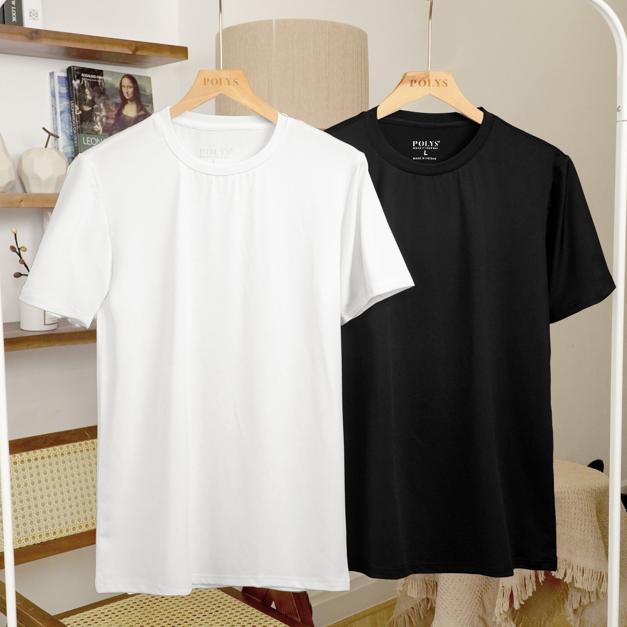 Mô tả Áo thun trắng đen POLYS, chất cotton 4 chiều siêu mát và thoáng khí. Áo thun trơn COOLMAX - 2