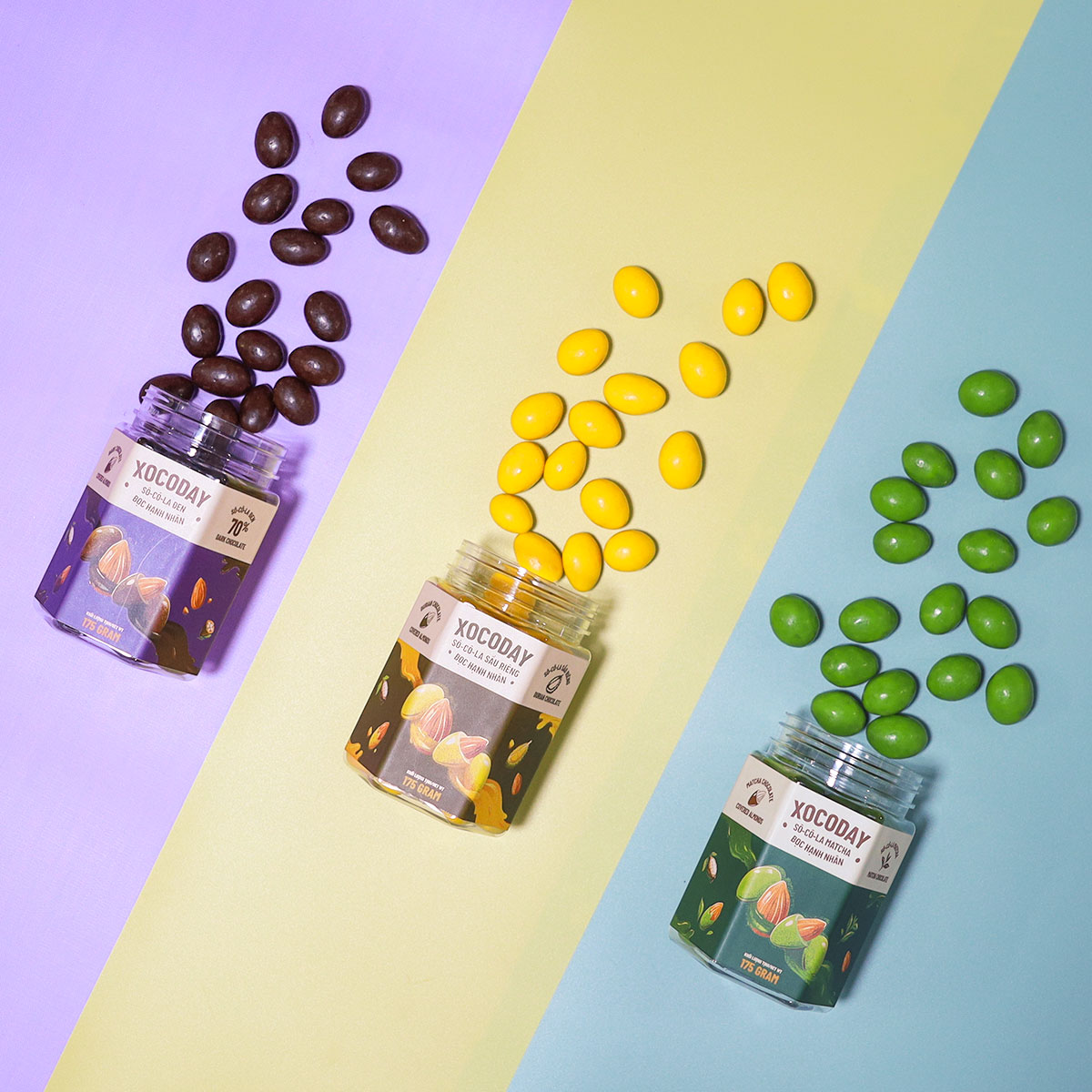 Mô tả Sô-cô-la bọc hạnh nhân Xocoday - Kết hợp hoàn hảo của chocolate thơm nồng cùng hạnh nhân giòn thơm - Hủ 175g - Heyday - 4