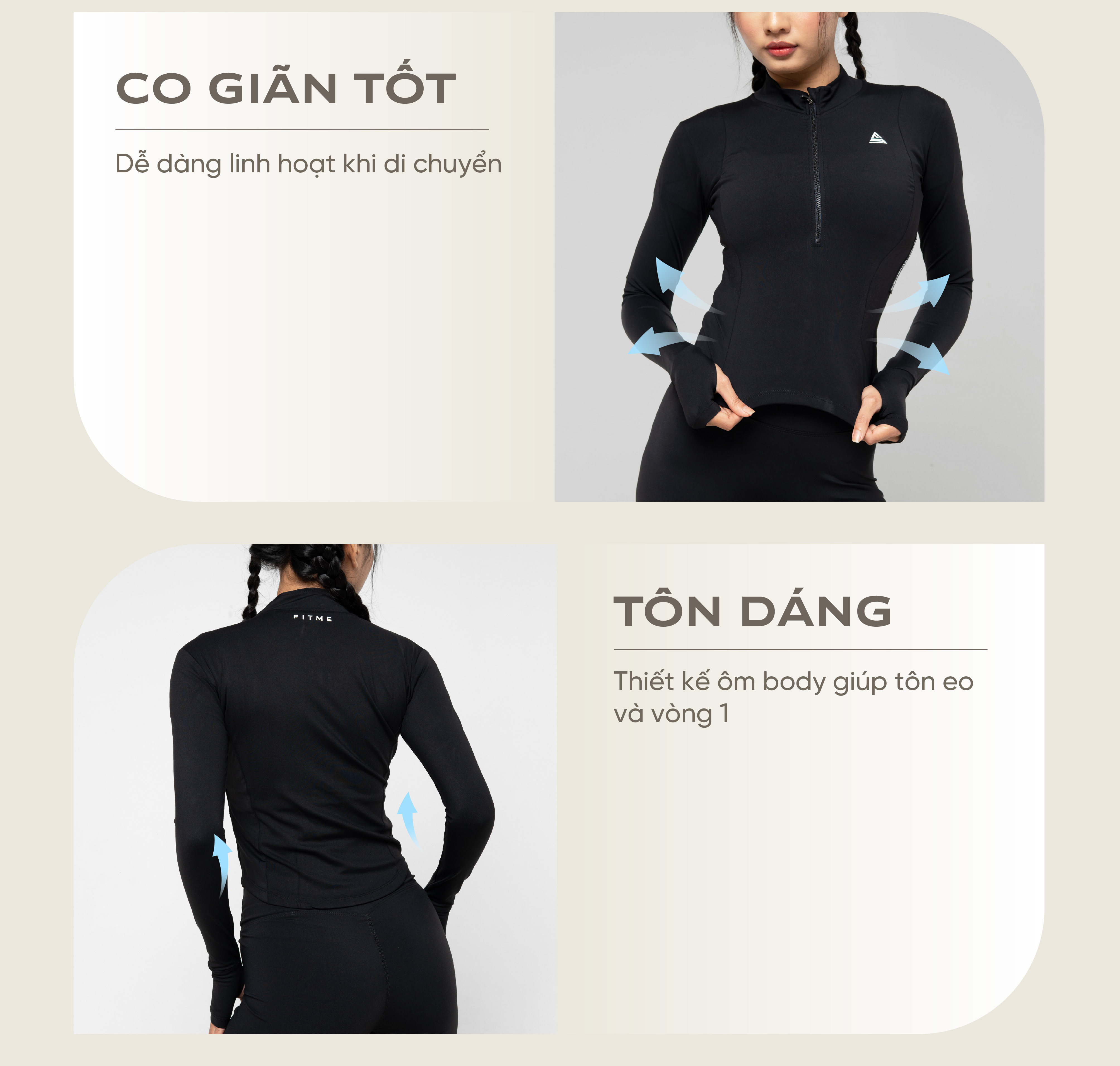 Mô tả Áo tập gym yoga Fitme Cover23 halfzip dài tay chơi pickleball, tennis chống tia UV SPF 50+ thoải mái form ôm body AKHZC - 5