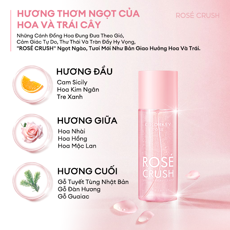 MỚI] Xịt Thơm Toàn Thân Body Mist COLORKEY ROSÉ CRUSH Hương Thơm Ngọt Ngào,  Tươi Mới 100ml | Shopee Việt Nam