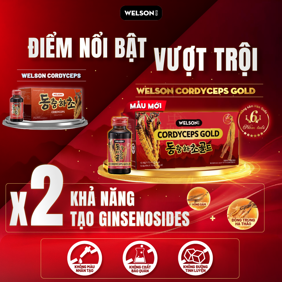 Mô tả Nước Uống Đông Trùng Hạ Thảo Welson Cordyceps Gold Hộp 10 Chai x 75ml - 6