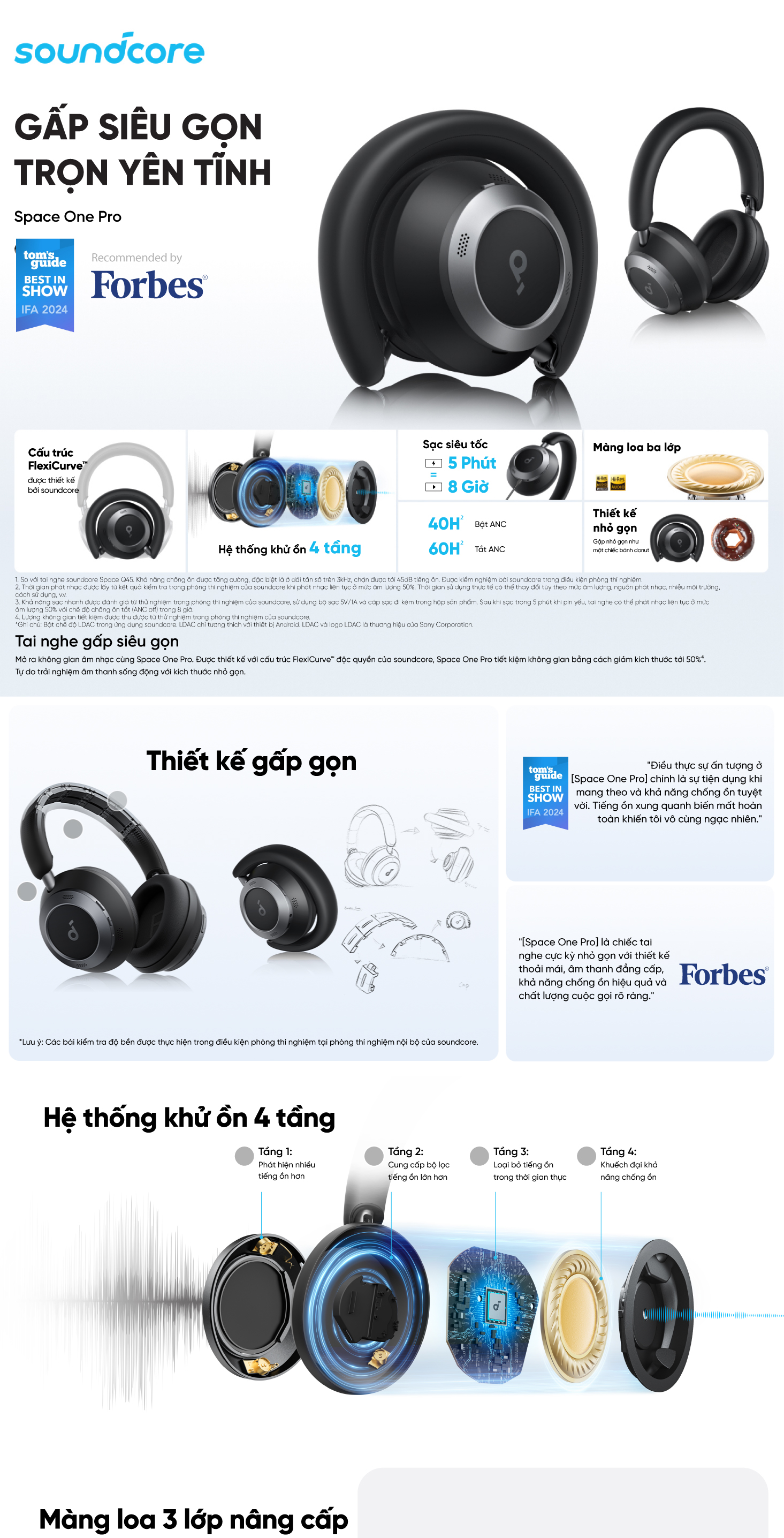 Mô tả Tai nghe không dây chụp tai soundcore Space One Pro | Chống ồn ANC 3.0 | Gấp siêu gọn sạc siêu nhanh - 1