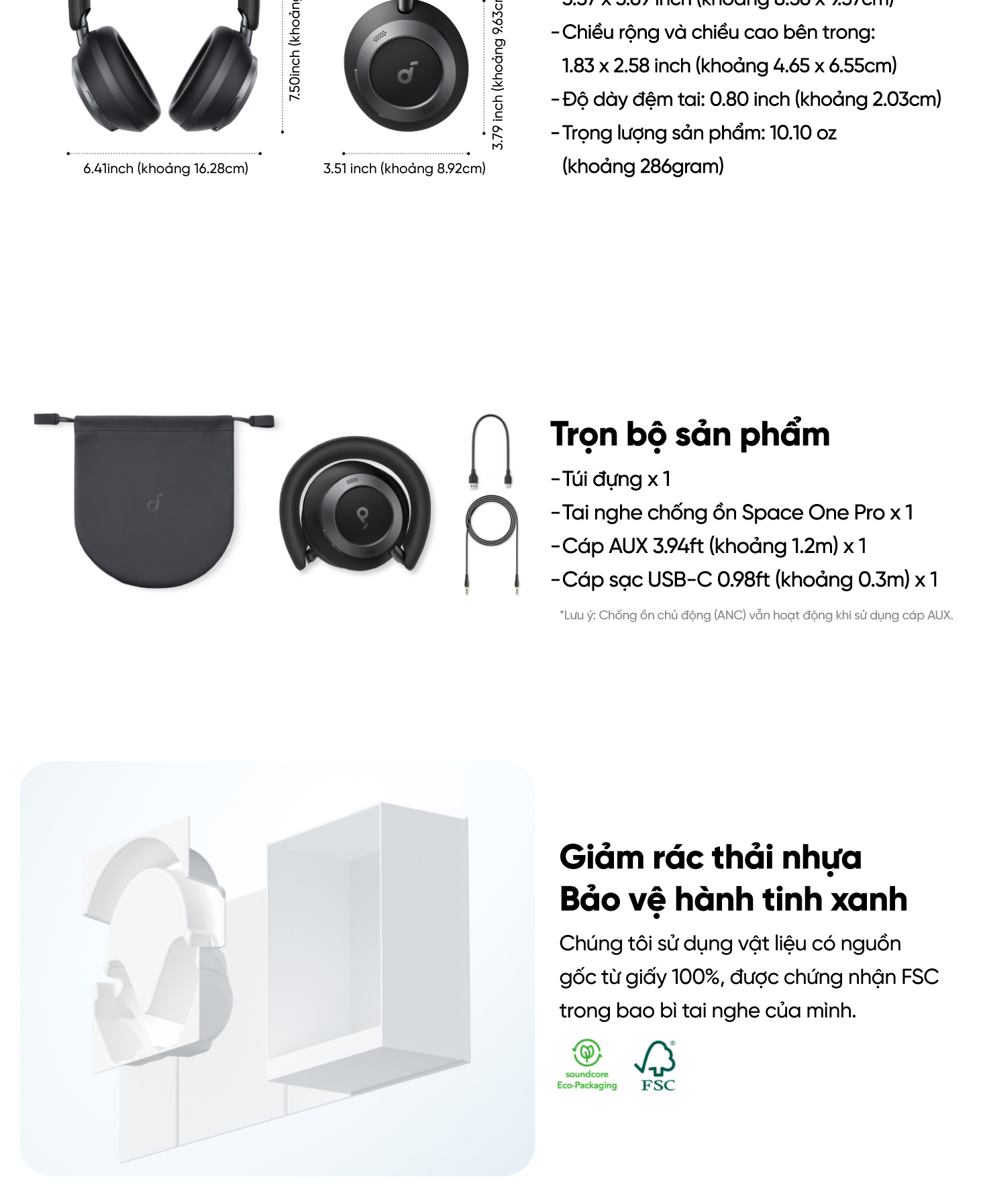 Mô tả Tai nghe không dây chụp tai soundcore Space One Pro | Chống ồn ANC 3.0 | Gấp siêu gọn sạc siêu nhanh - 4