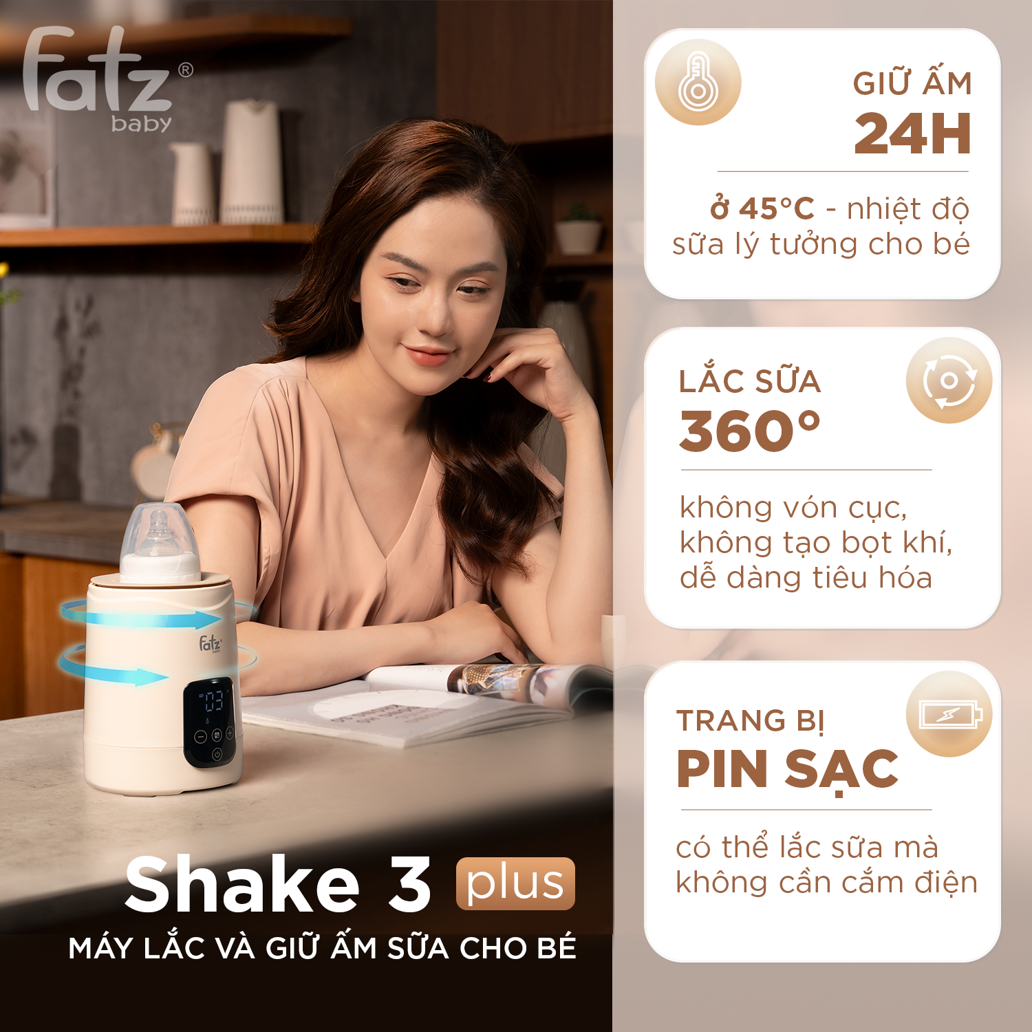 Máy Lắc Sữa Tích Hợp Giữ Ấm Bình Sữa Fatz Baby Shake 1, Shake 2, Shake ...