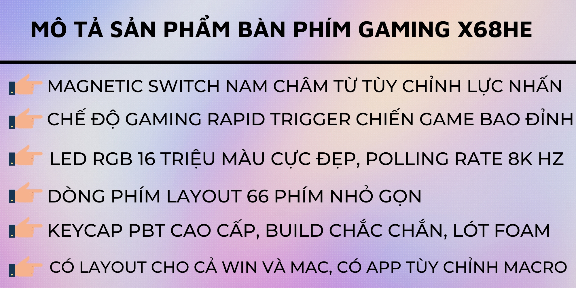 Mô tả Bàn Phím Cơ Rapid Trigger Ziyou Attack Shark X68 HE LED RGB Cao Cấp Chuyên Game - 2