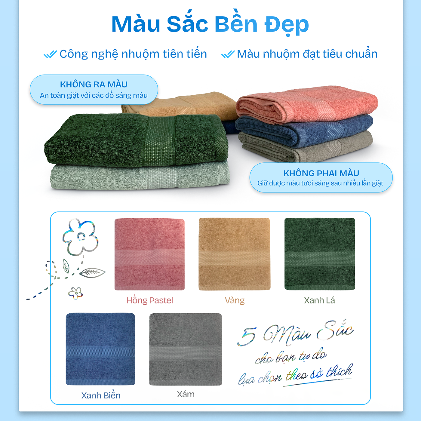 Mô tả Khăn tắm gội CHU MY nhiều màu, 30x80cm, 70x140cm - 5