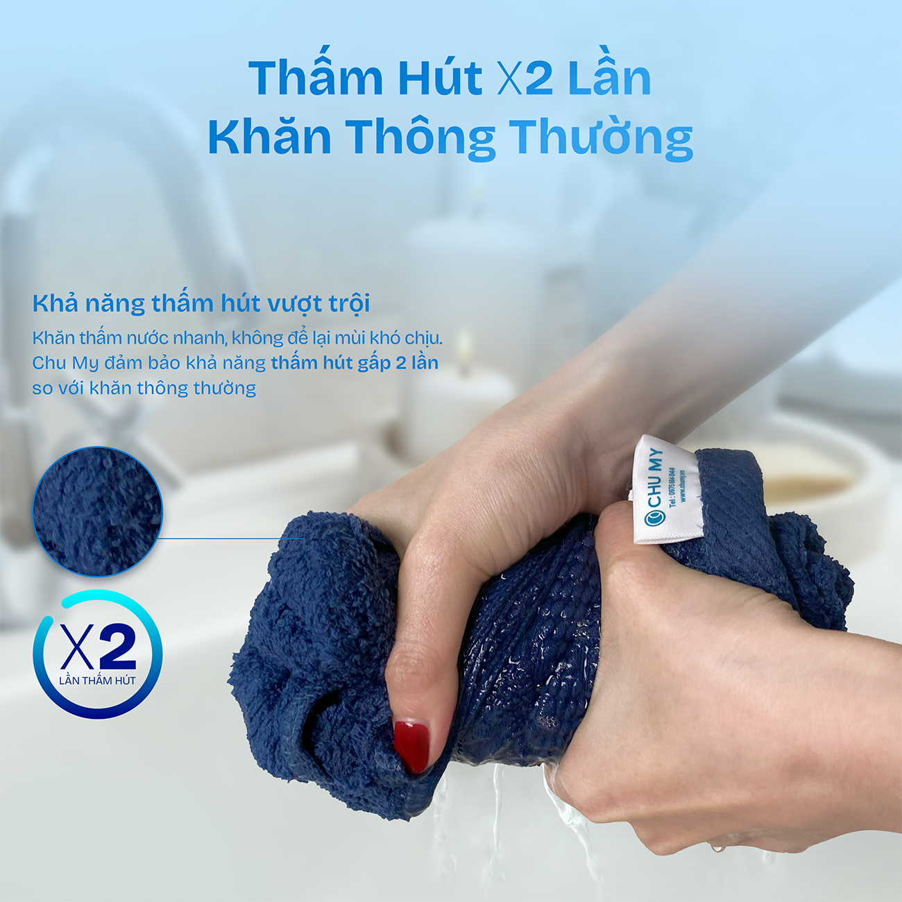 Mô tả Khăn tắm gội CHU MY nhiều màu, 30x80cm, 70x140cm - 6