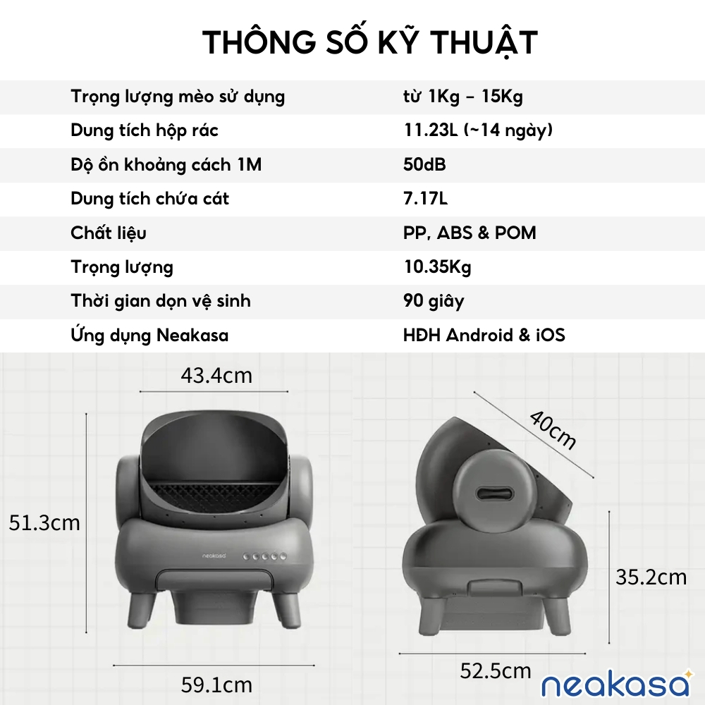 Mô tả Máy dọn vệ sinh cho mèo NEAKASA M1 - Thiết kế OPEN-TOP Nhà vệ sinh cho mèo từ 1 - 15 kg - 2