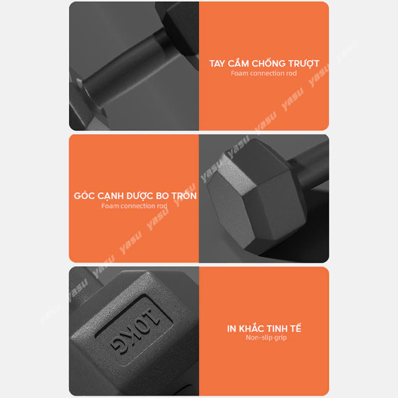 Mô tả Tạ Tay 2KG 3KG 5KG 8KG Cement hàng cao cấp Yasu thể Dục Tại Nhà Tập Gym Yoga Pilates - 5