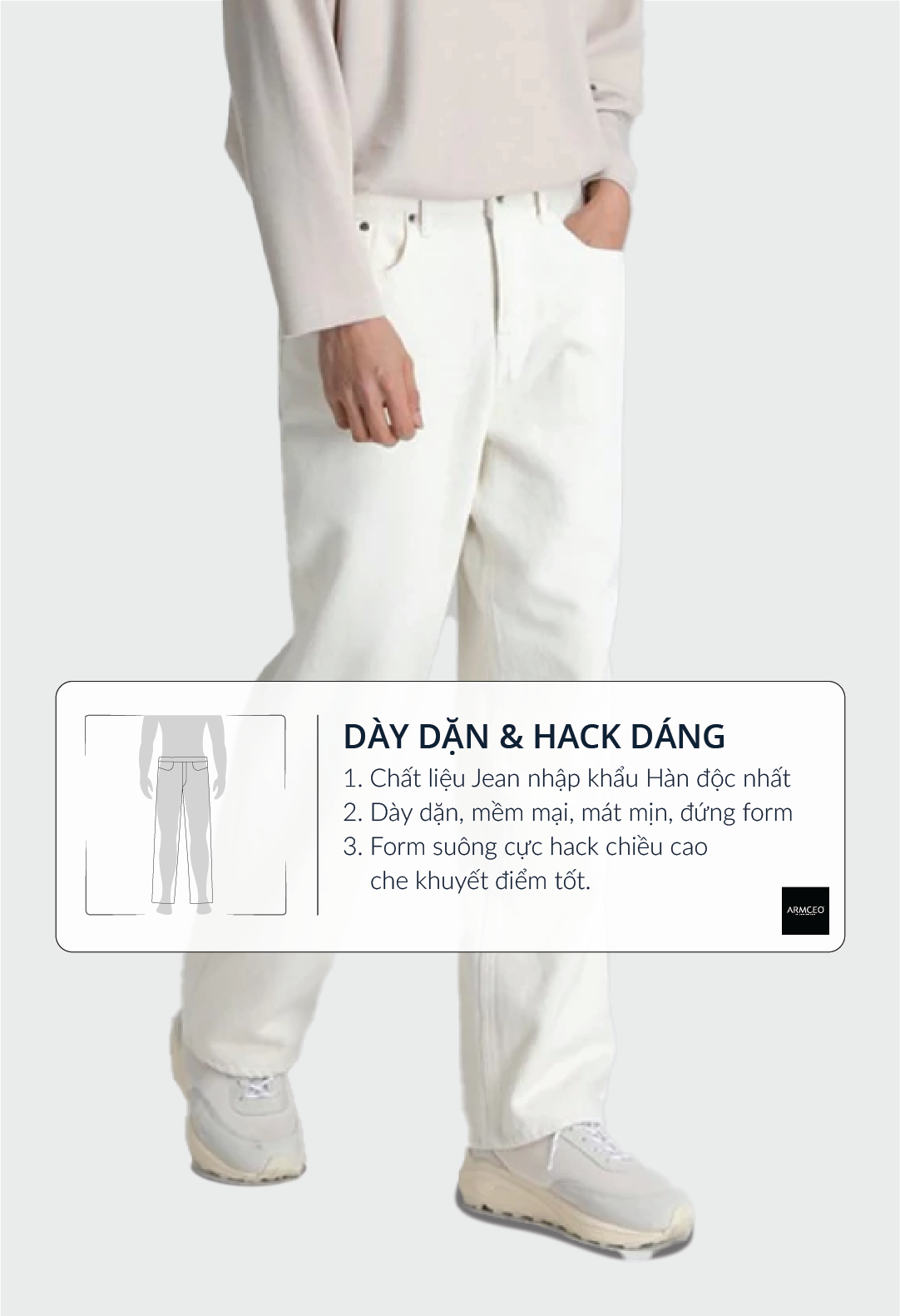 Quần jean ống rộng ARMCEO J03 phối đồ