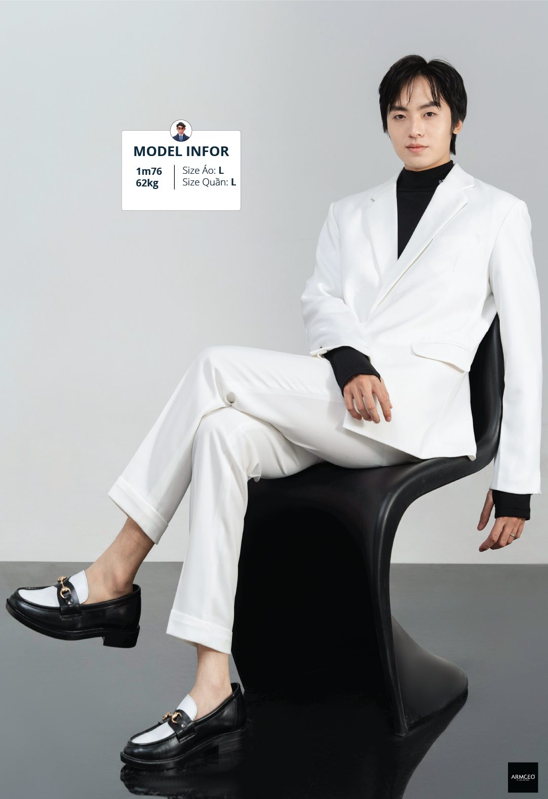 Mô tả Áo blazer nam cao cấp  ARMCEO LUX đai cài, có đệm vai, form tôn dáng chuẩn Hàn Quốc -ARK01 - 6