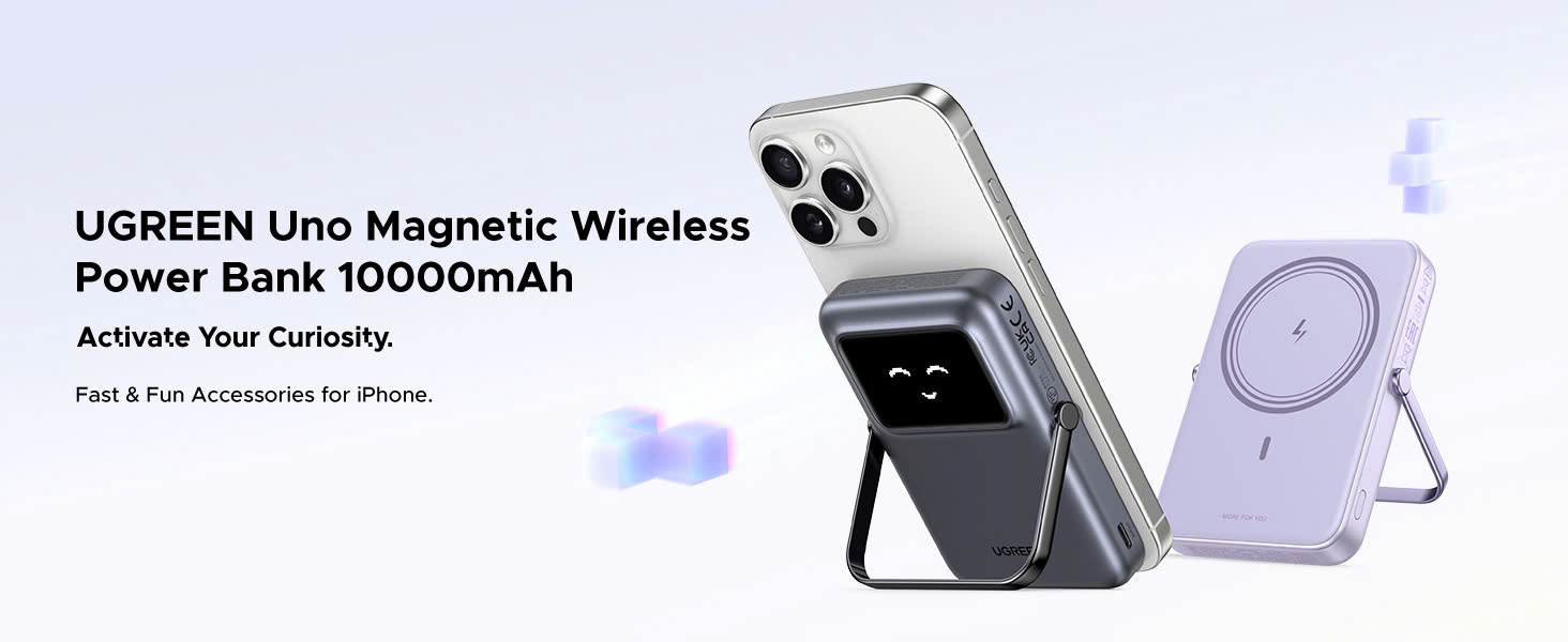 Pin sạc dự phòng không dây từ tính 10000mAh UGREEN PB572 dòng Uno cá tính