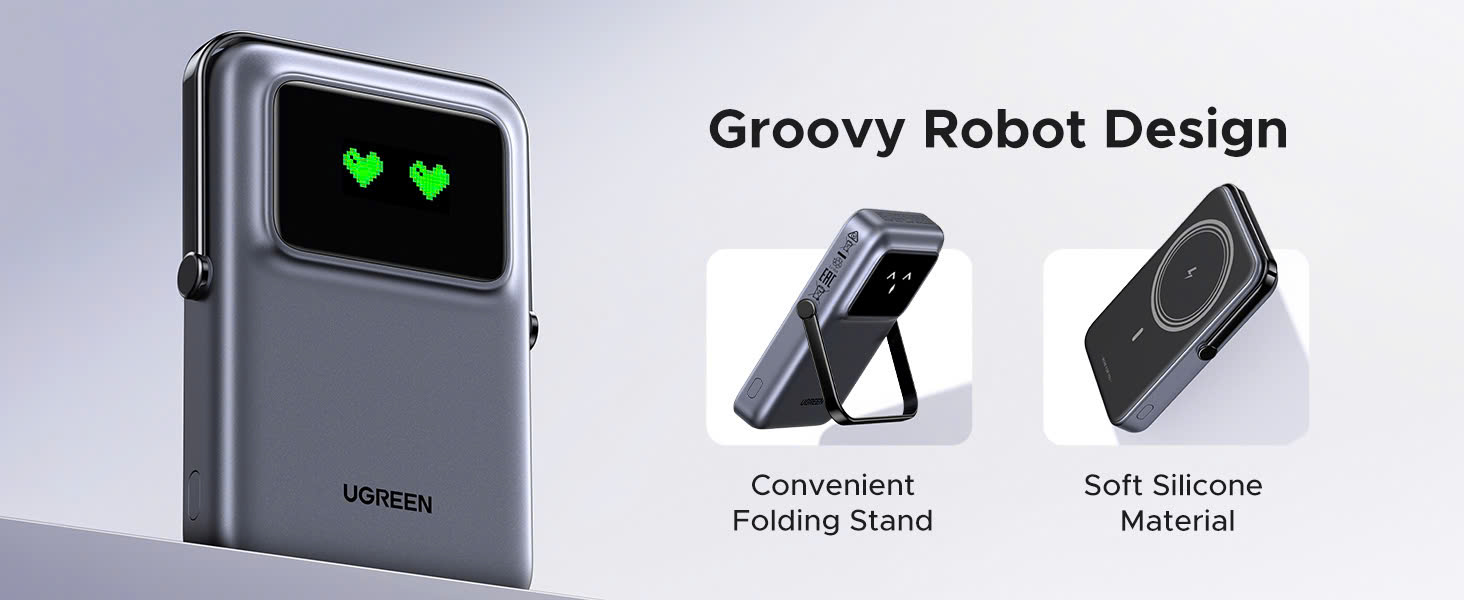 Thiết kế robot của pin sạc dự phòng UGREEN PB572 tích hợp chân đế gập tiện dụng